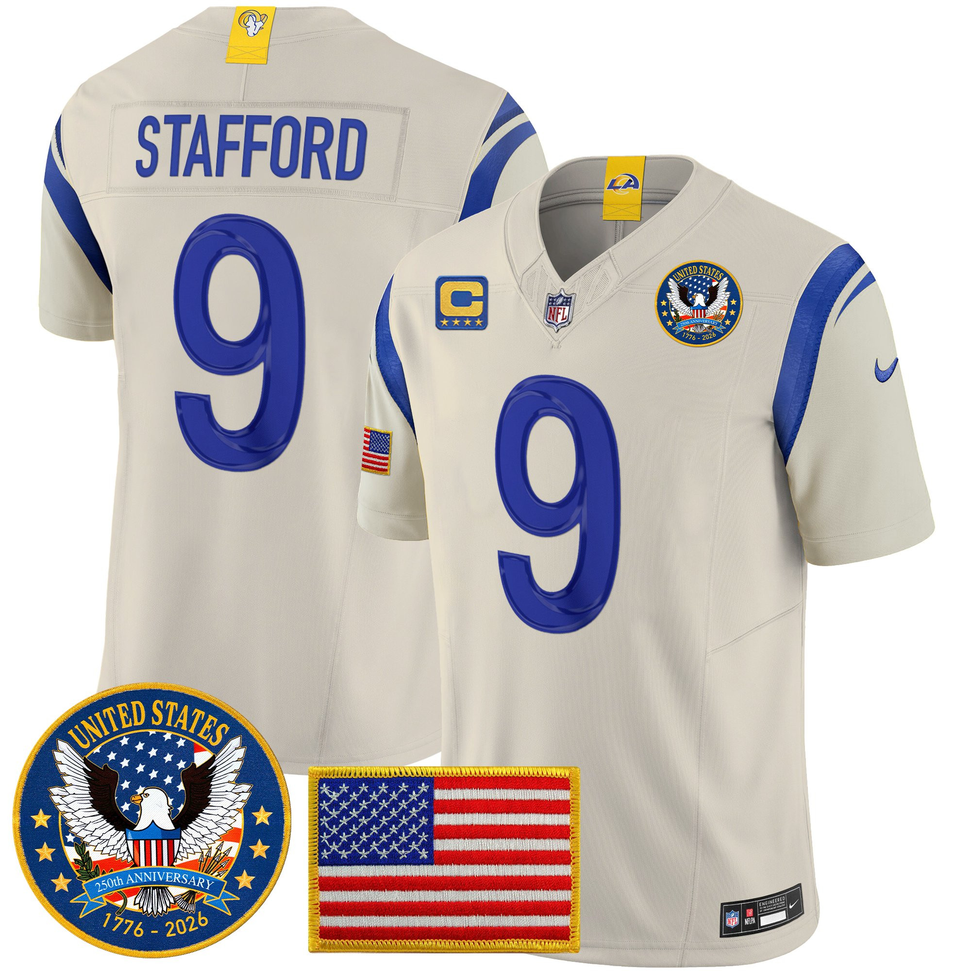 Men's Los Angeles Rams 2025 "United States 250th Anniversary Patch" Vapor Limited Jersey - All Stitched - Image 35