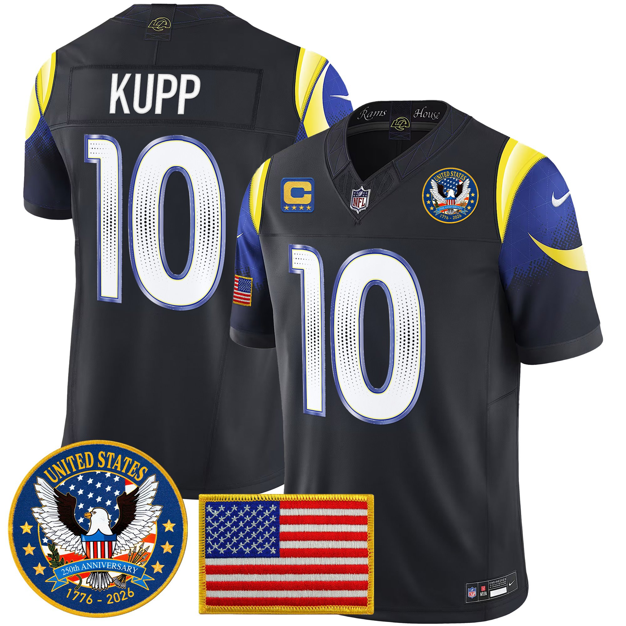 Men's Los Angeles Rams 2025 "United States 250th Anniversary Patch" Vapor Limited Jersey - All Stitched - Image 6