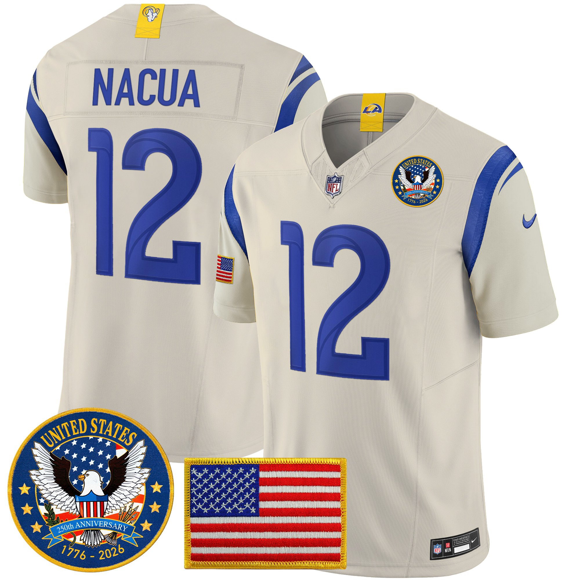 Men's Los Angeles Rams 2025 "United States 250th Anniversary Patch" Vapor Limited Jersey - All Stitched - Image 31