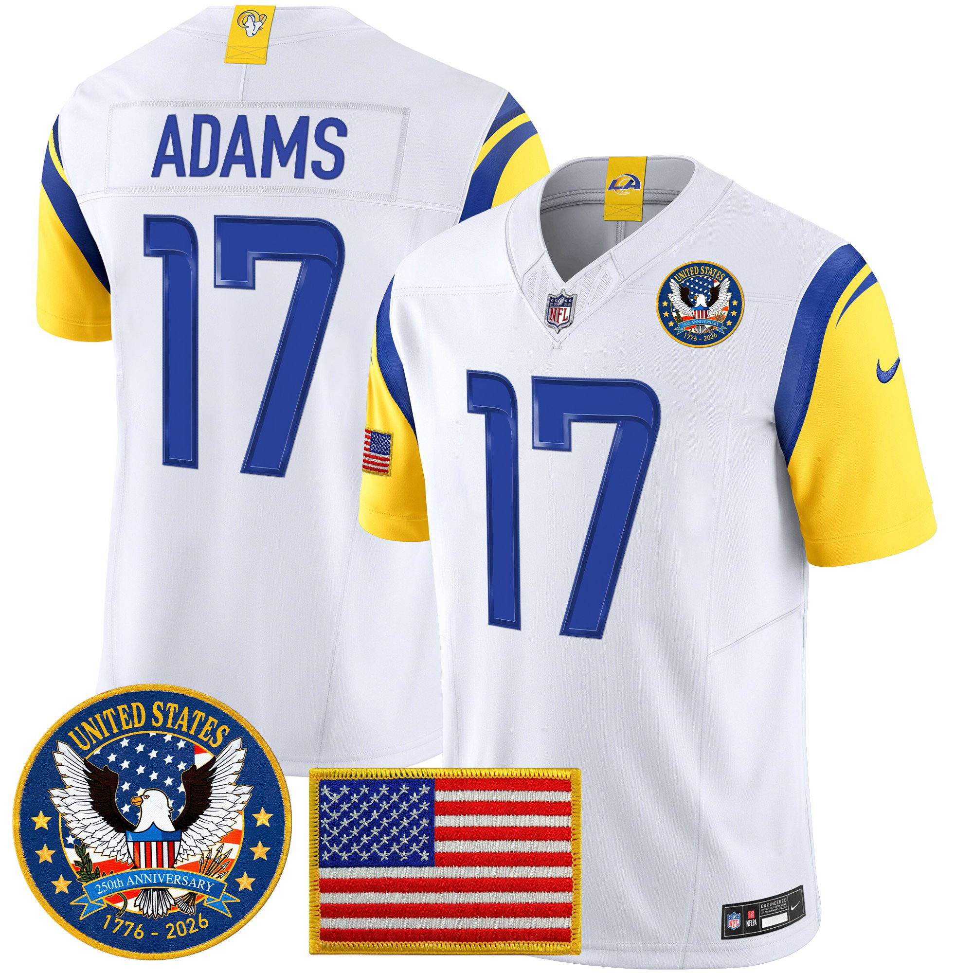 Men's Los Angeles Rams 2025 "United States 250th Anniversary Patch" Vapor Limited Jersey - All Stitched - Image 30