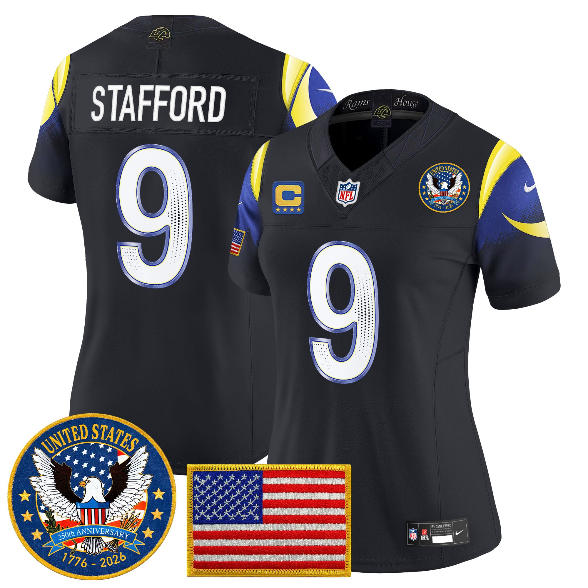Women's Los Angeles Rams 2025 "United States 250th Anniversary Patch" Vapor Limited Jersey - All Stitched - Image 5