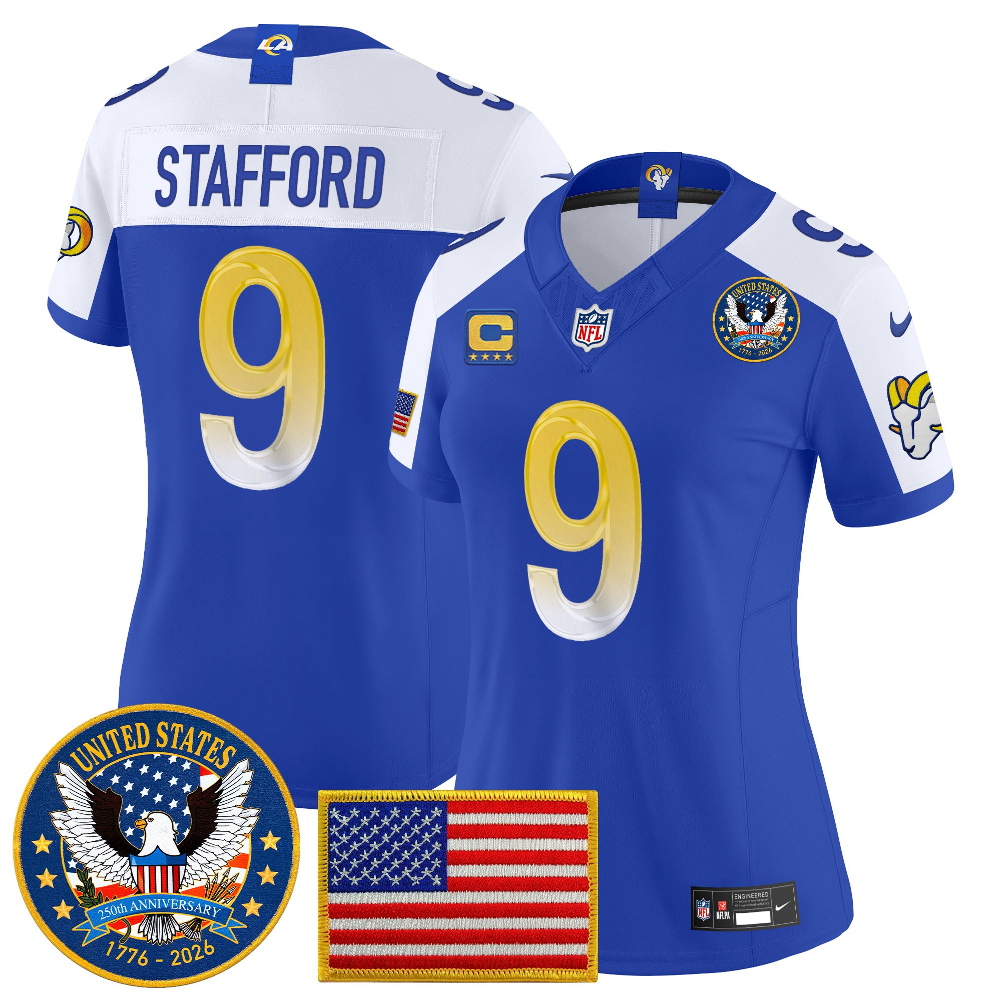 Women's Los Angeles Rams 2025 "United States 250th Anniversary Patch" Vapor Limited Jersey - All Stitched - Image 45