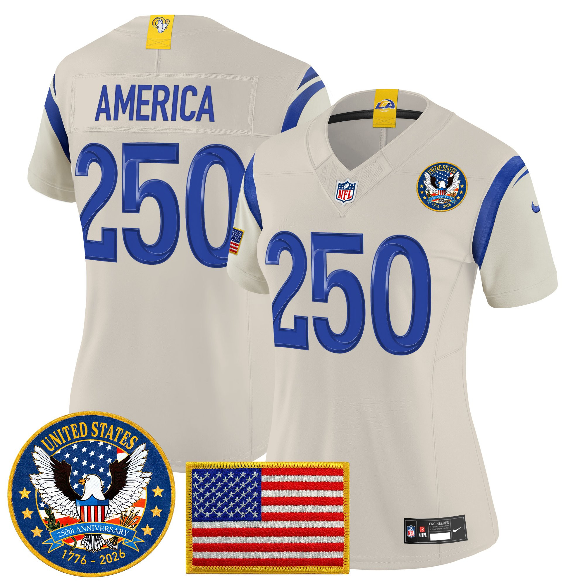 Women's Los Angeles Rams 2025 "United States 250th Anniversary Patch" Vapor Limited Jersey - All Stitched - Image 31