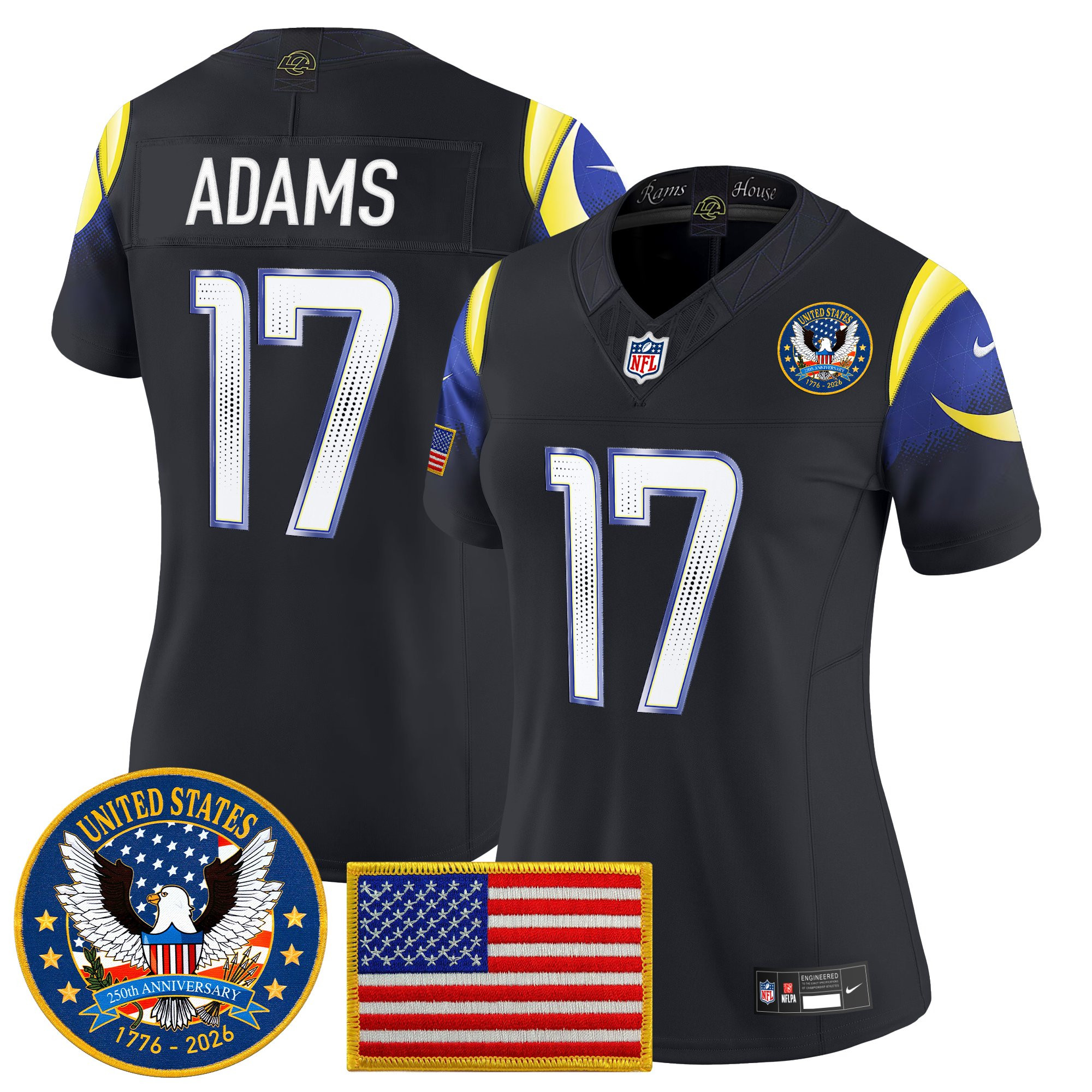 Women's Los Angeles Rams 2025 "United States 250th Anniversary Patch" Vapor Limited Jersey - All Stitched - Image 10