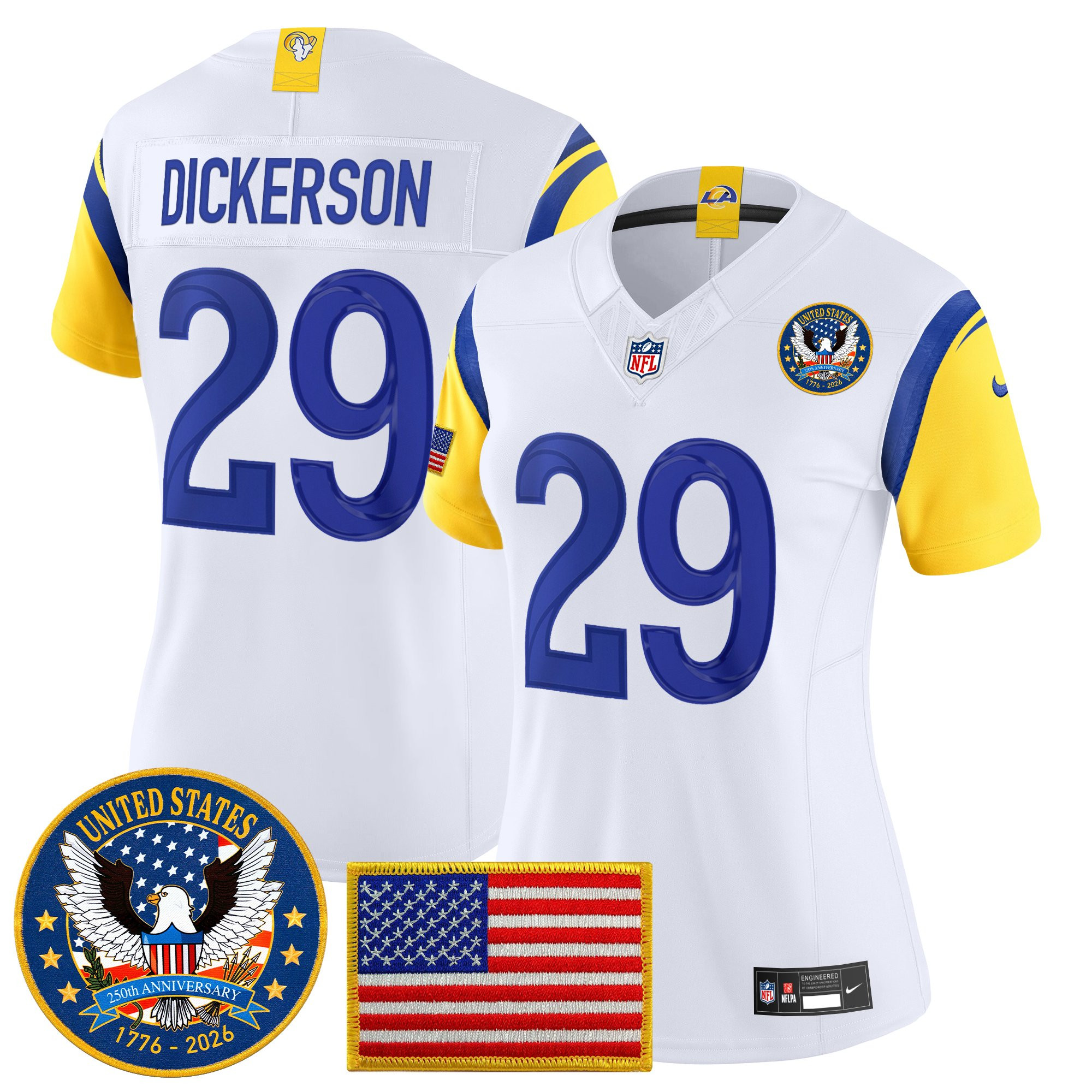 Women's Los Angeles Rams 2025 "United States 250th Anniversary Patch" Vapor Limited Jersey - All Stitched - Image 29