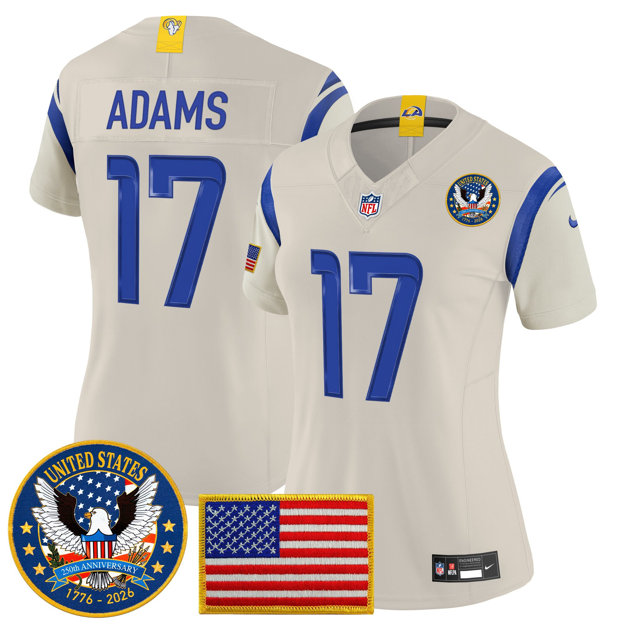 Women's Los Angeles Rams 2025 "United States 250th Anniversary Patch" Vapor Limited Jersey - All Stitched - Image 40