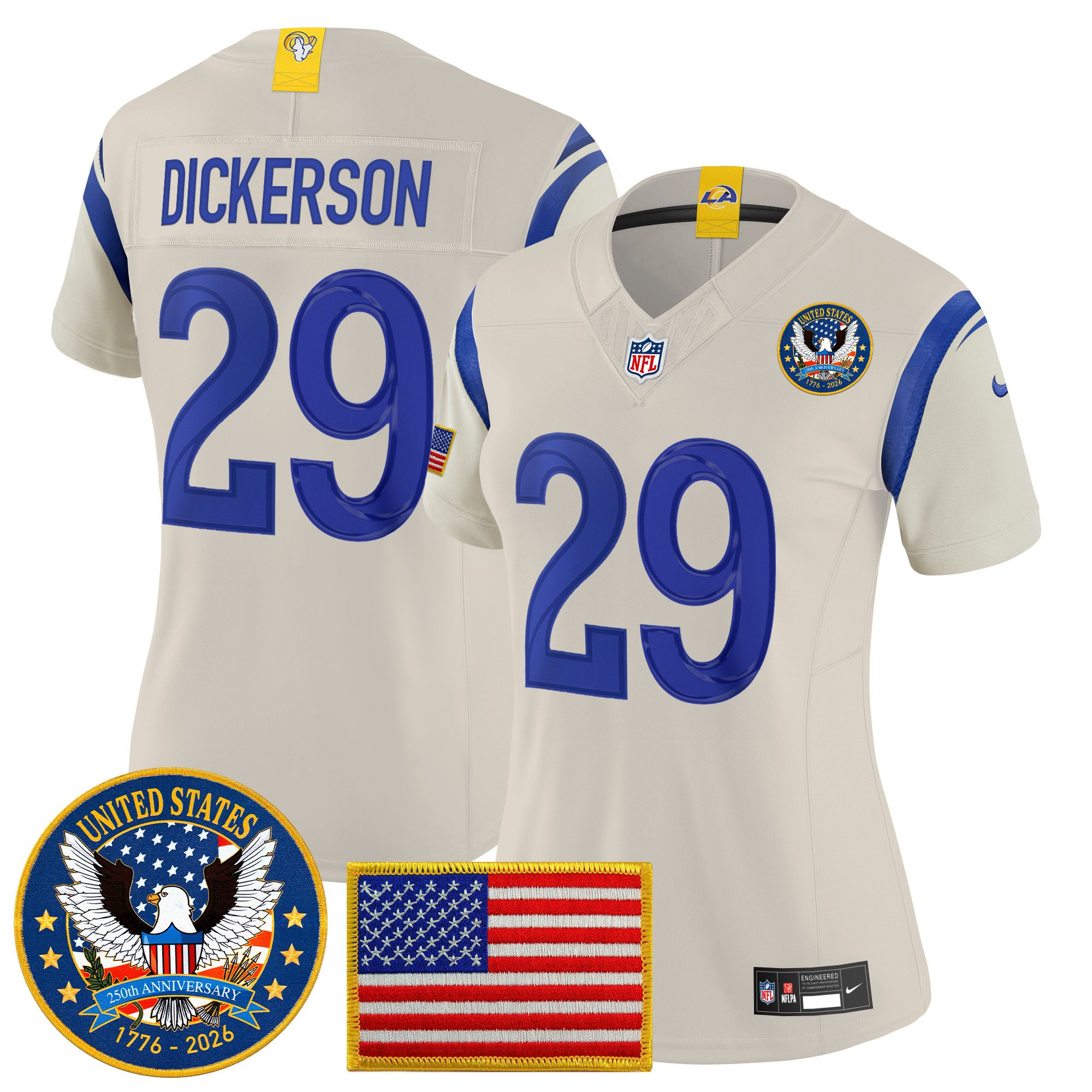 Women's Los Angeles Rams 2025 "United States 250th Anniversary Patch" Vapor Limited Jersey - All Stitched - Image 39