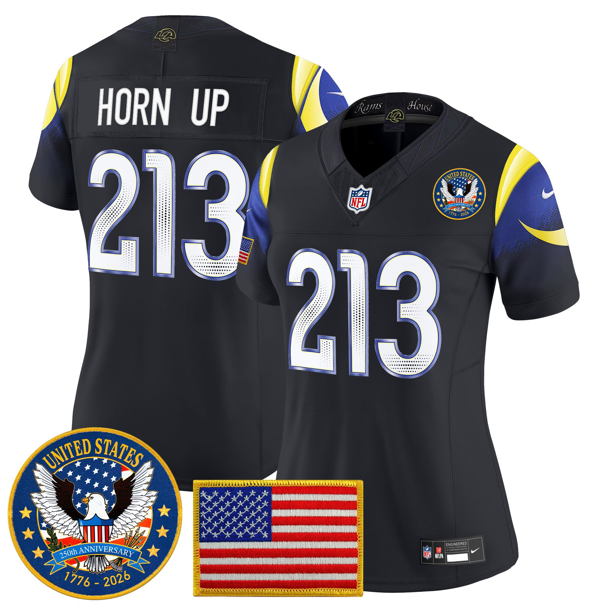 Women's Los Angeles Rams 2025 "United States 250th Anniversary Patch" Vapor Limited Jersey - All Stitched - Image 3