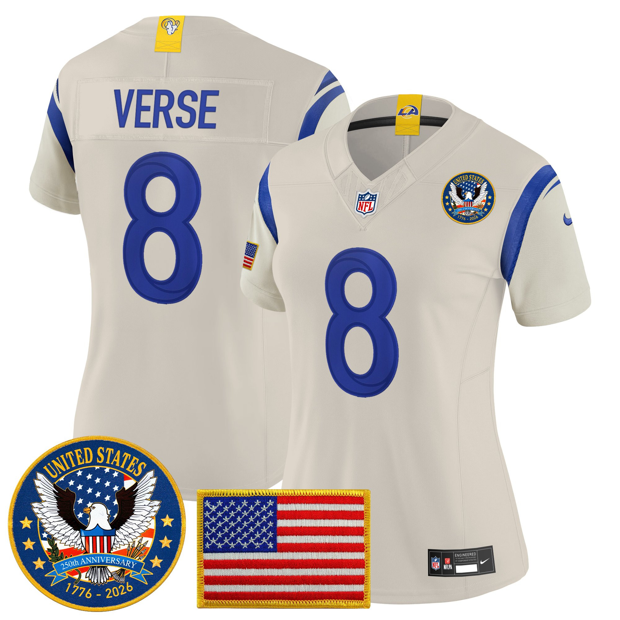 Women's Los Angeles Rams 2025 "United States 250th Anniversary Patch" Vapor Limited Jersey - All Stitched - Image 34