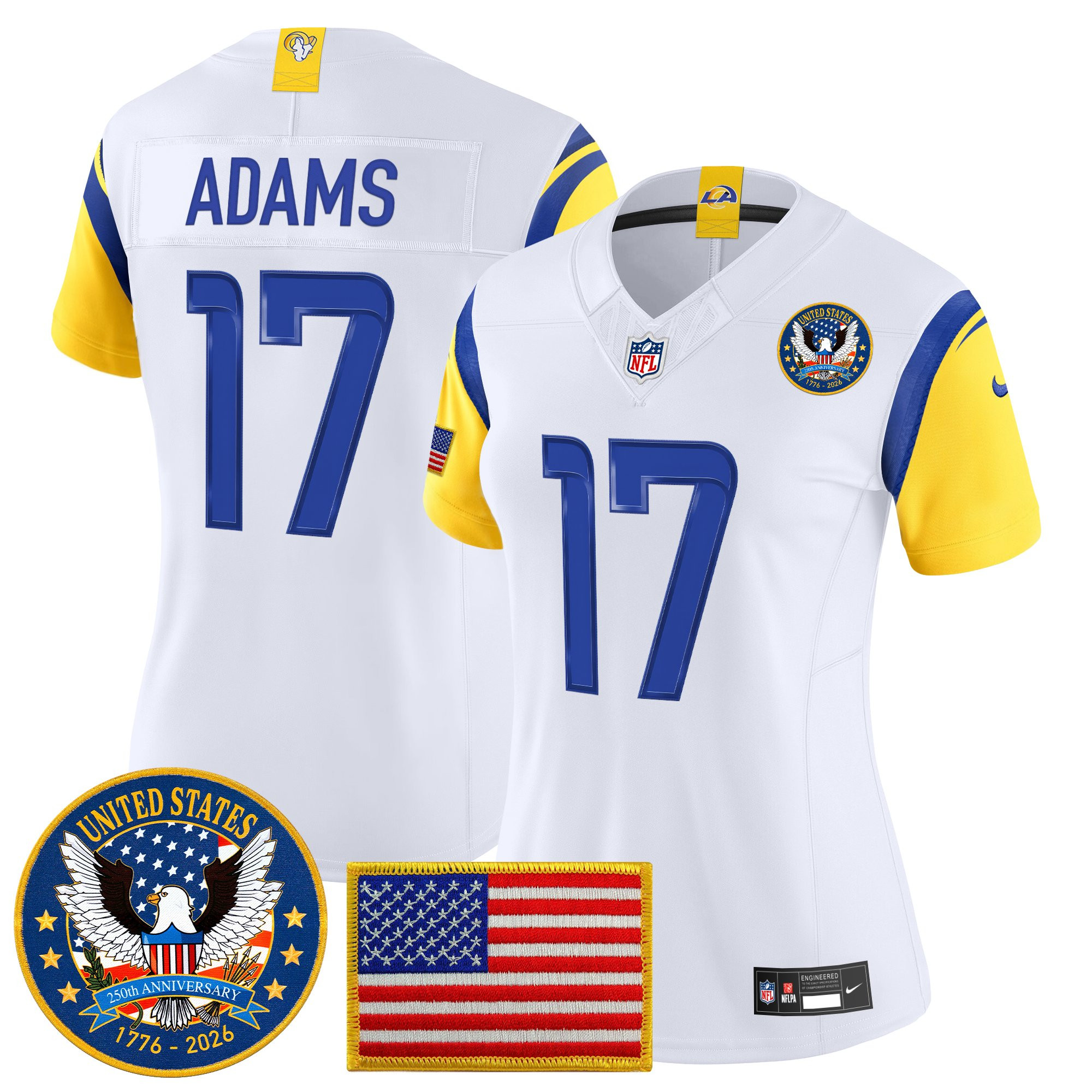 Women's Los Angeles Rams 2025 "United States 250th Anniversary Patch" Vapor Limited Jersey - All Stitched - Image 30