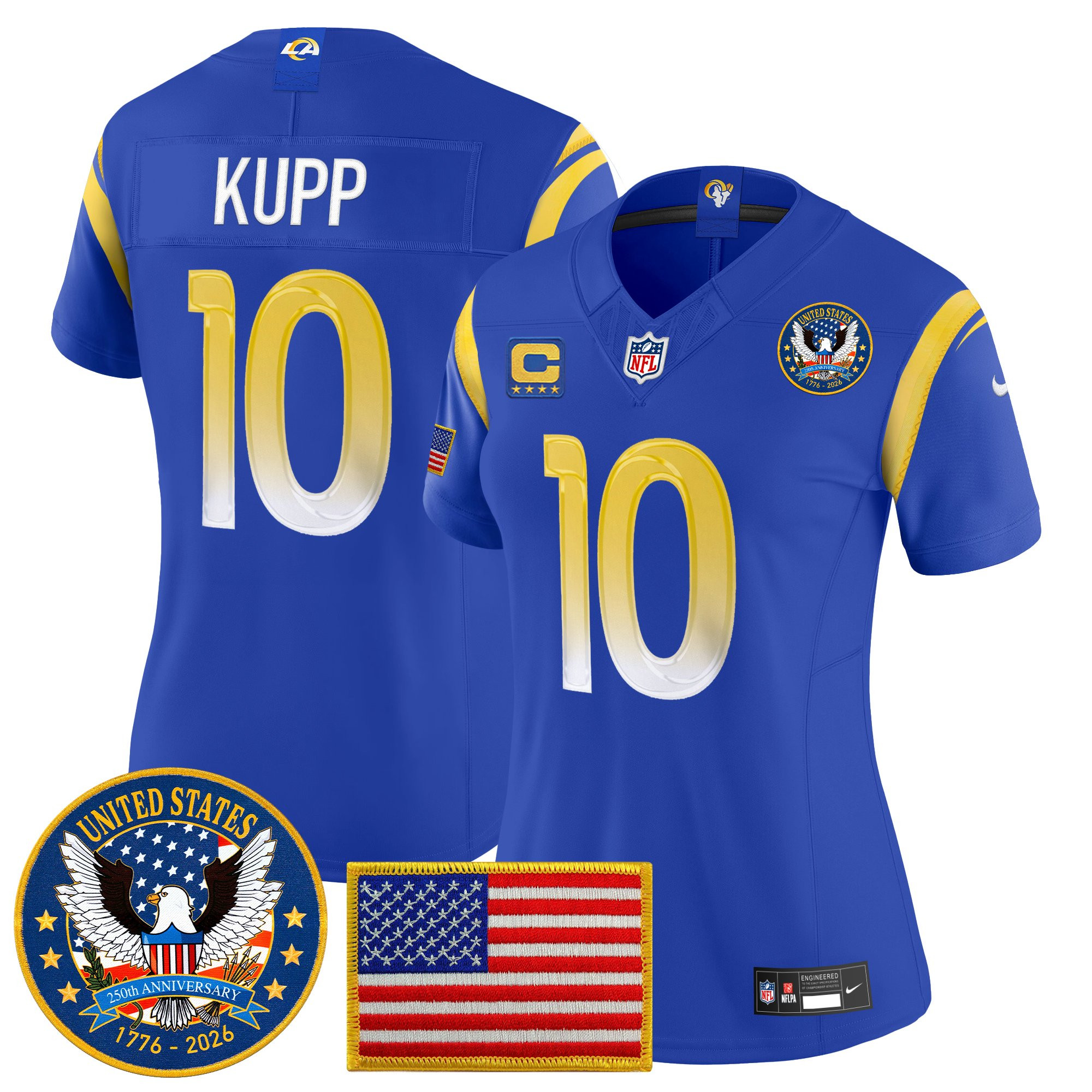 Women's Los Angeles Rams 2025 "United States 250th Anniversary Patch" Vapor Limited Jersey - All Stitched - Image 16