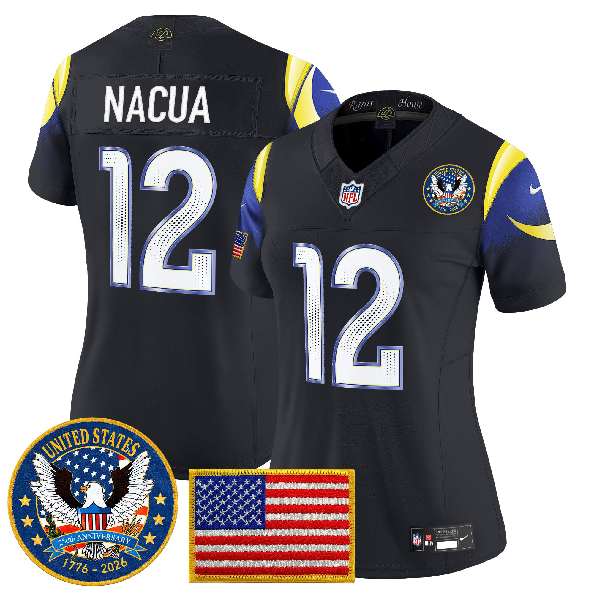 Women's Los Angeles Rams 2025 "United States 250th Anniversary Patch" Vapor Limited Jersey - All Stitched - Image 2