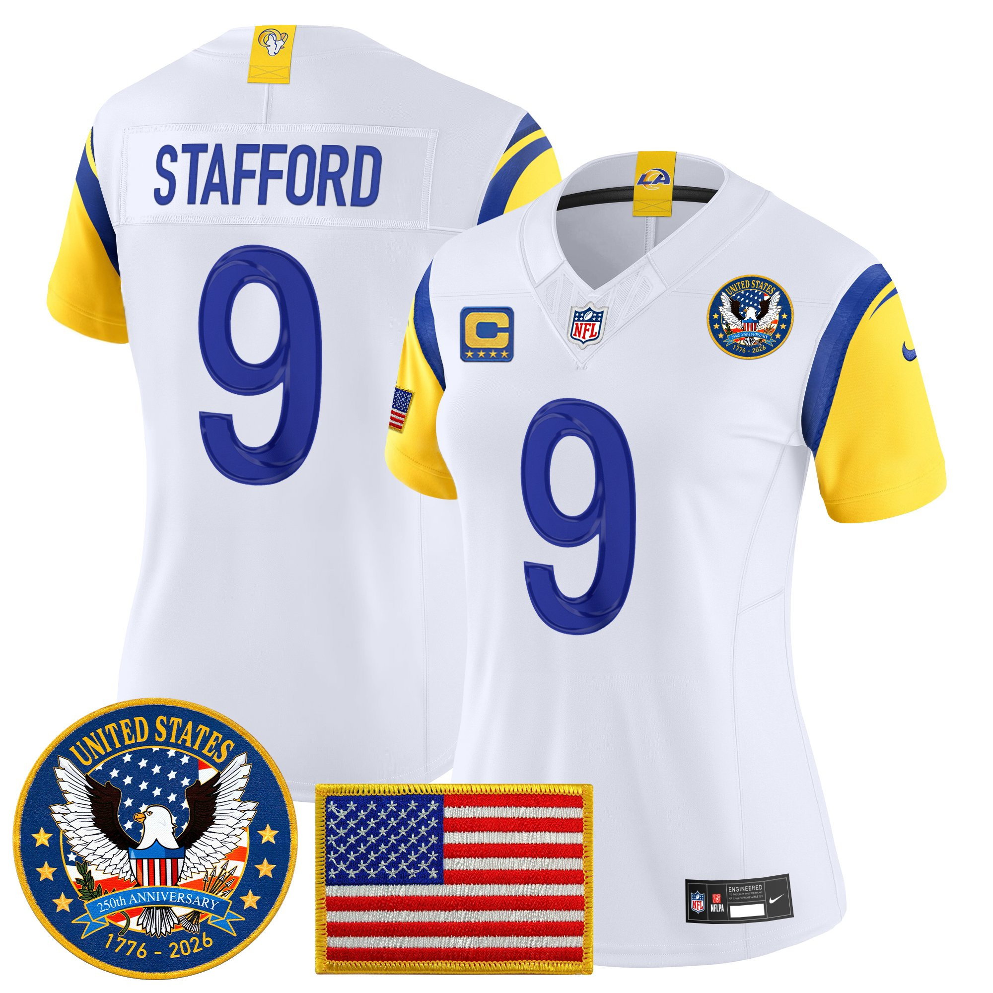 Women's Los Angeles Rams 2025 "United States 250th Anniversary Patch" Vapor Limited Jersey - All Stitched - Image 25