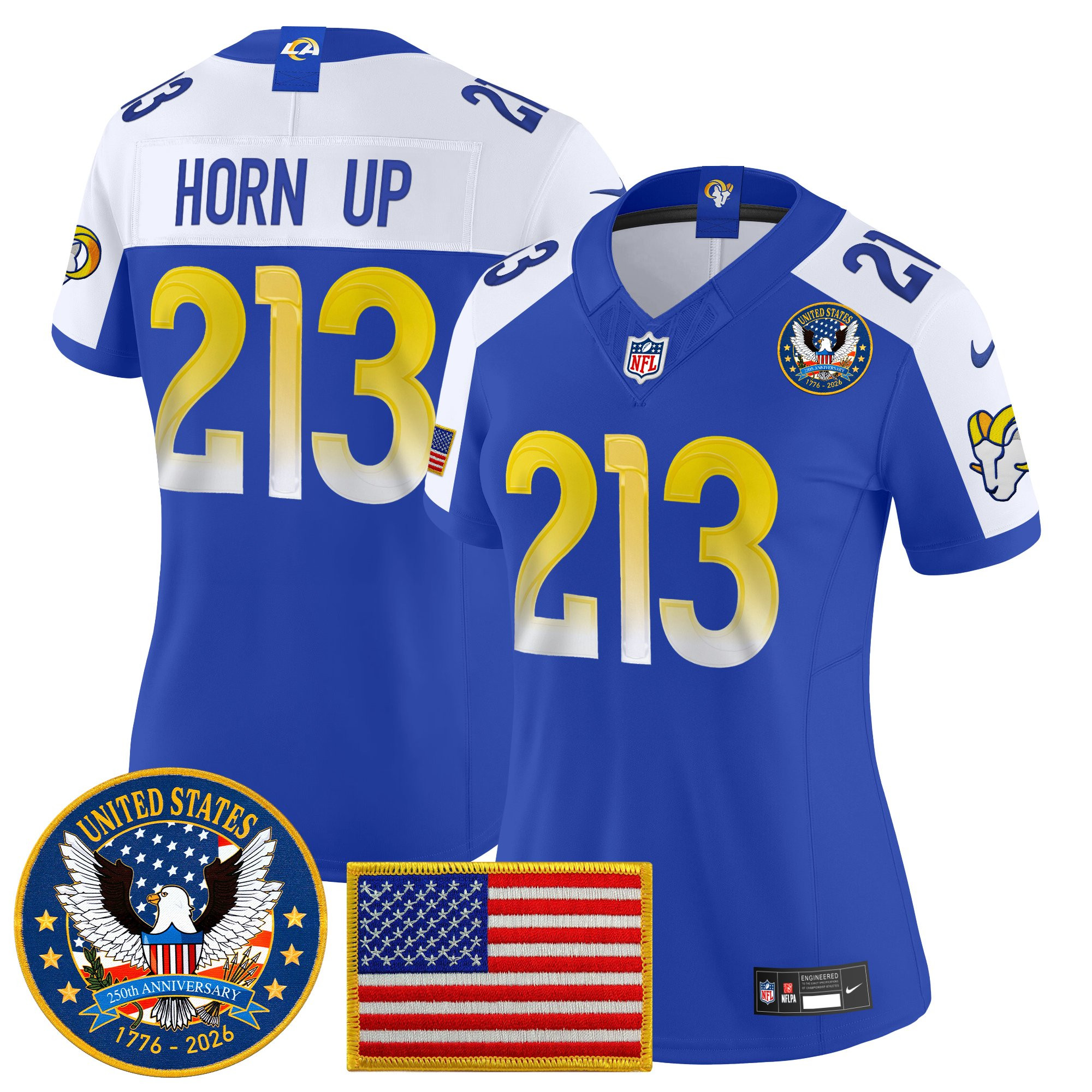 Women's Los Angeles Rams 2025 "United States 250th Anniversary Patch" Vapor Limited Jersey - All Stitched - Image 43