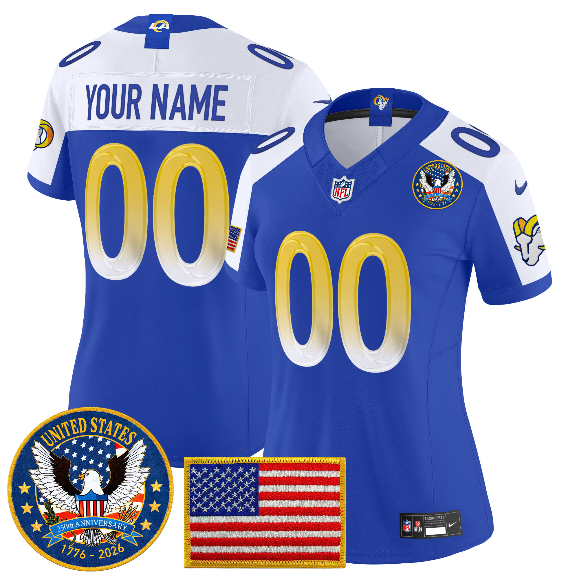 Los Angeles Rams 2025 "United States 250th Anniversary Patch" Vapor Limited Custom Jersey - All Stitched - Image 10