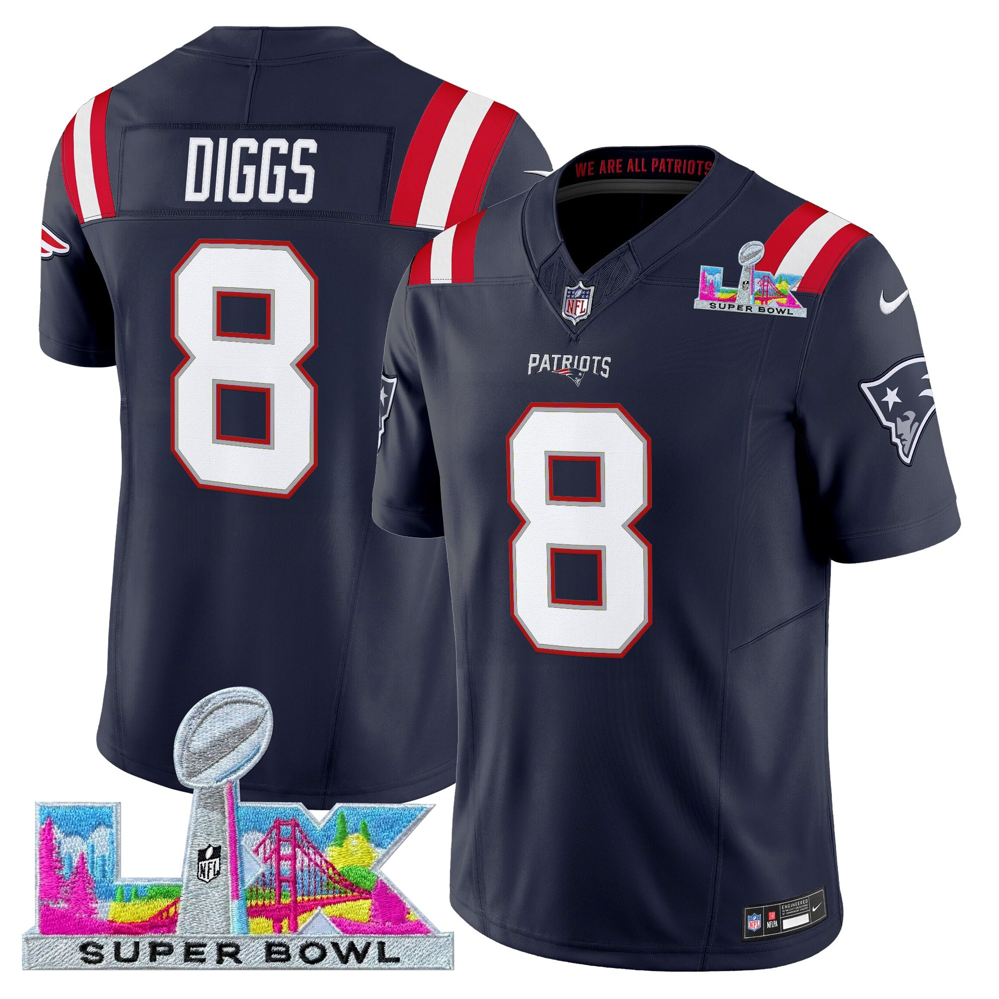 Men's New England Patriots Super Bowl LX Vapor Limited Jersey - All Stitched - Image 25