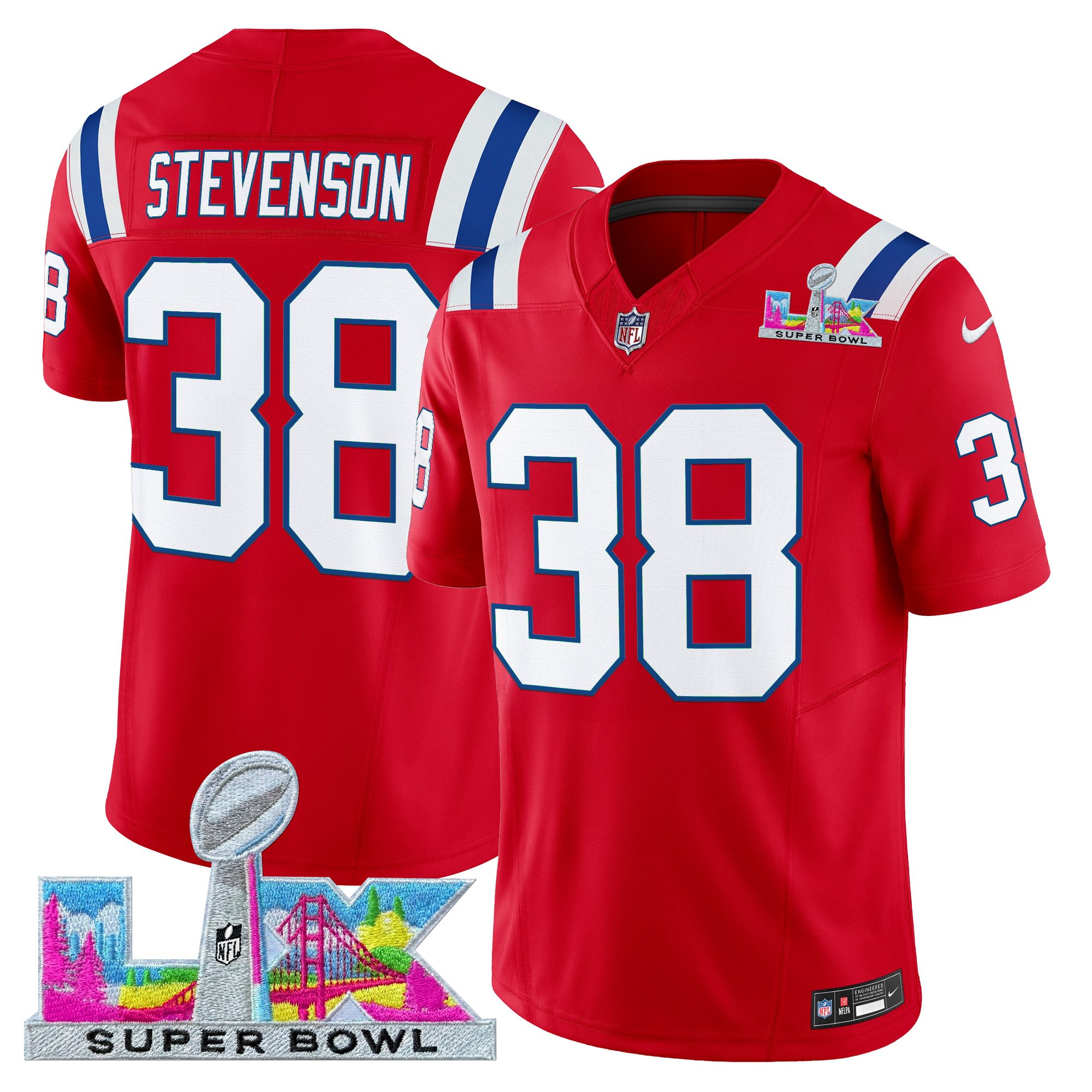 Men's New England Patriots Super Bowl LX Vapor Limited Jersey - All Stitched - Image 38