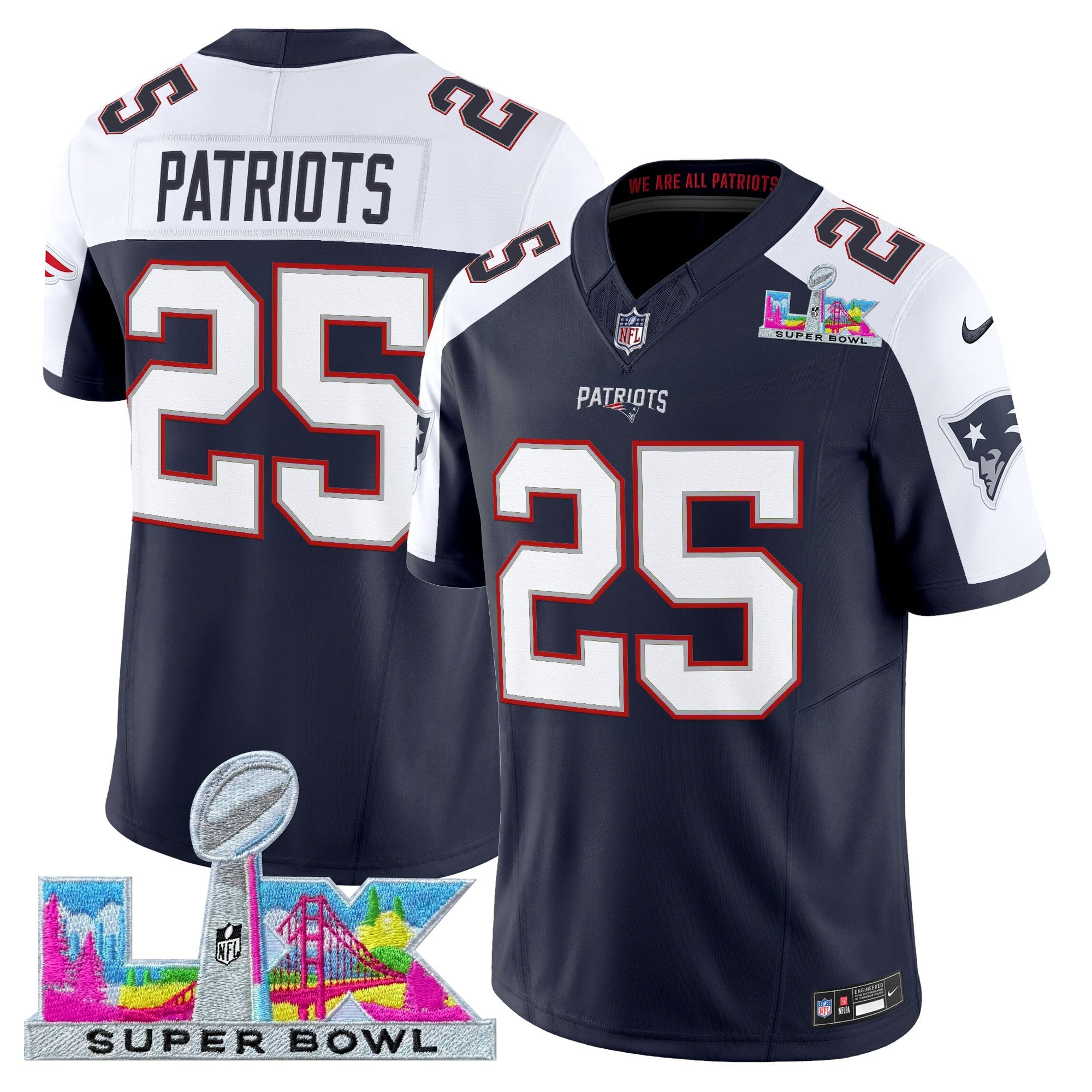 Men's New England Patriots Super Bowl LX Vapor Limited Jersey - All Stitched - Image 44
