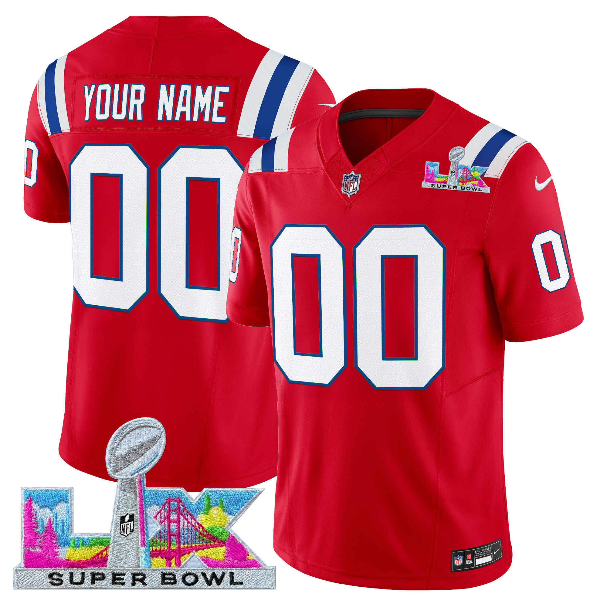New England Patriots Super Bowl LX Vapor Limited Custom Jersey - All Stitched - Image 4