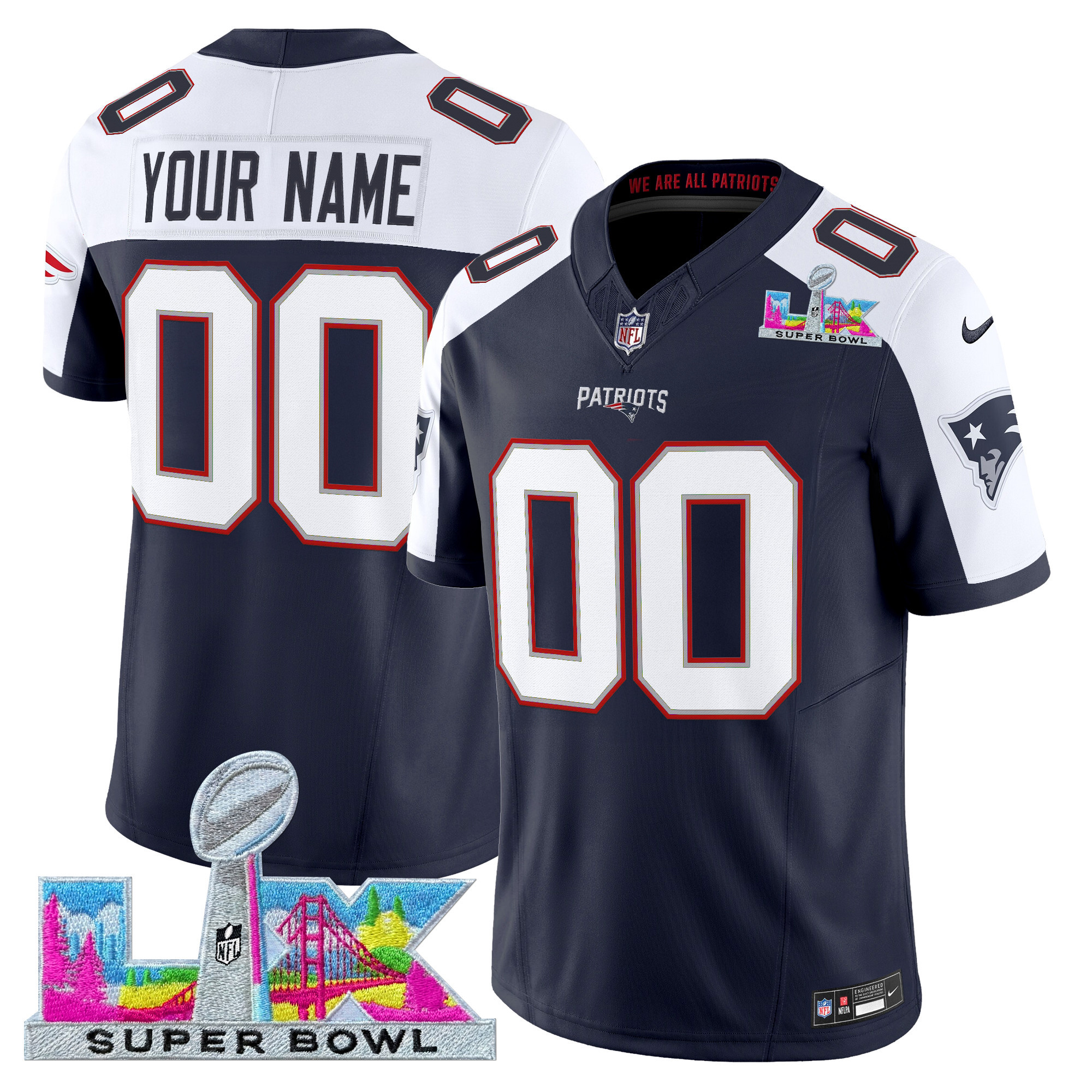 New England Patriots Super Bowl LX Vapor Limited Custom Jersey - All Stitched - Image 5
