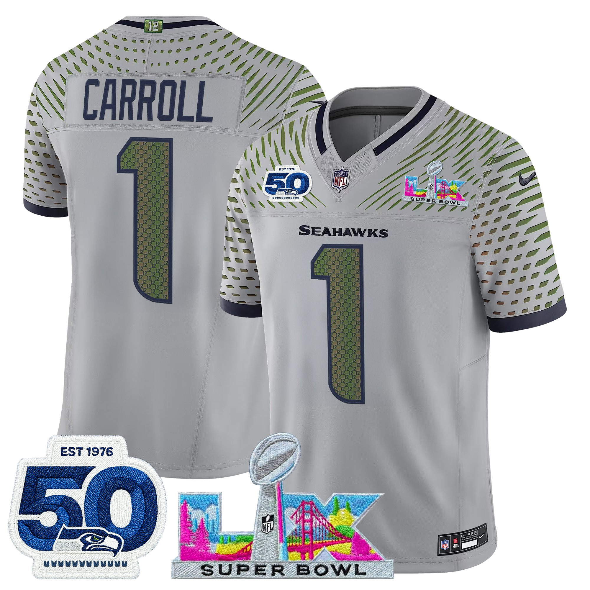 Men's Seattle Seahawks "Super Bowl LX & 50th Patch" Vapor Limited Jersey - All Stitched - Image 20