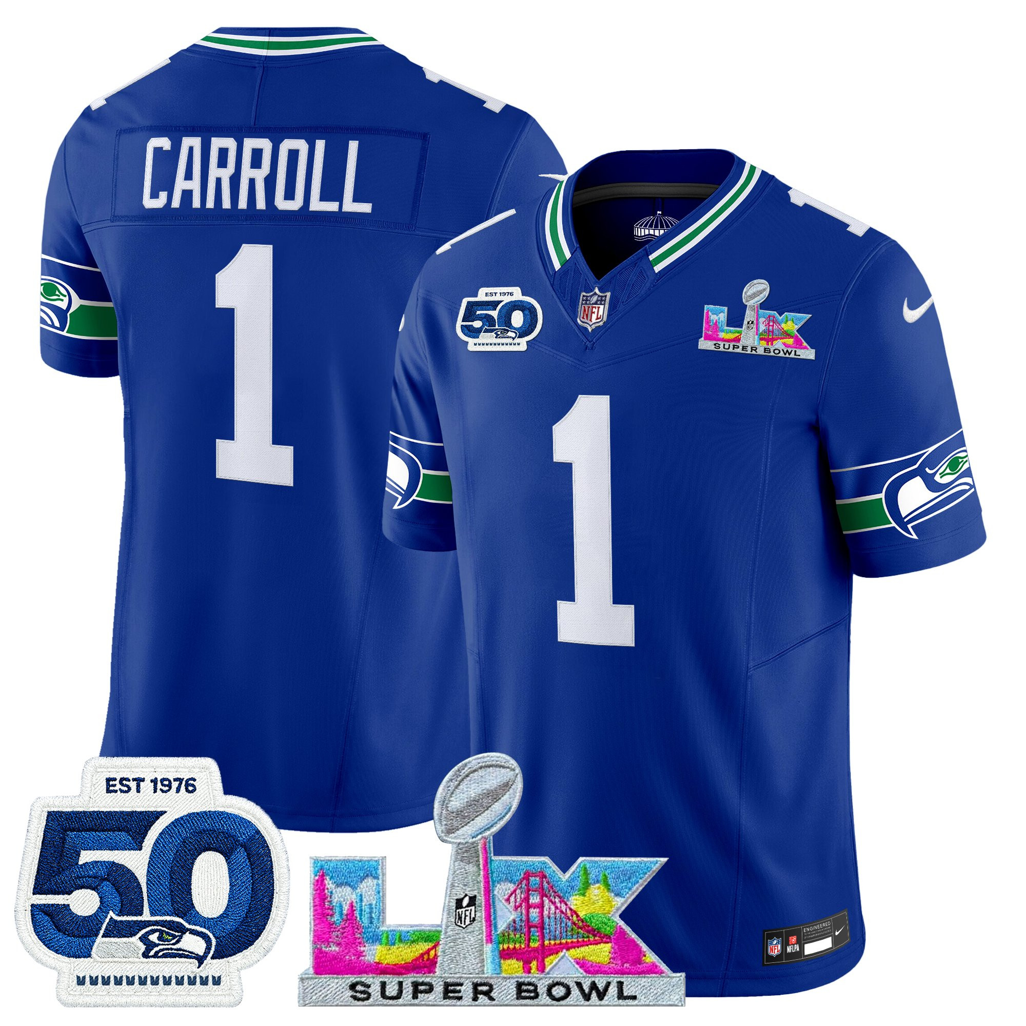 Men's Seattle Seahawks "Super Bowl LX & 50th Patch" Vapor Limited Jersey - All Stitched - Image 4