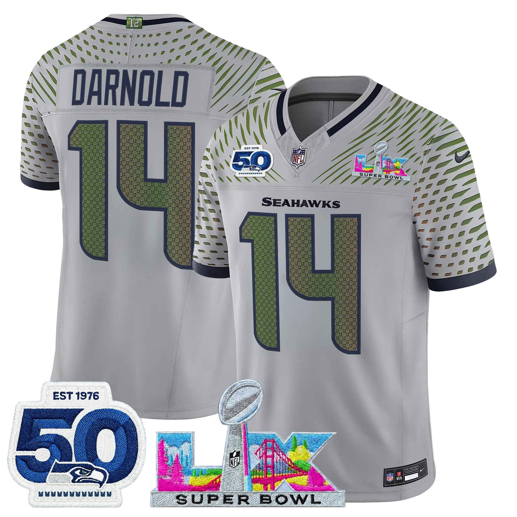 Men's Seattle Seahawks "Super Bowl LX & 50th Patch" Vapor Limited Jersey - All Stitched - Image 17