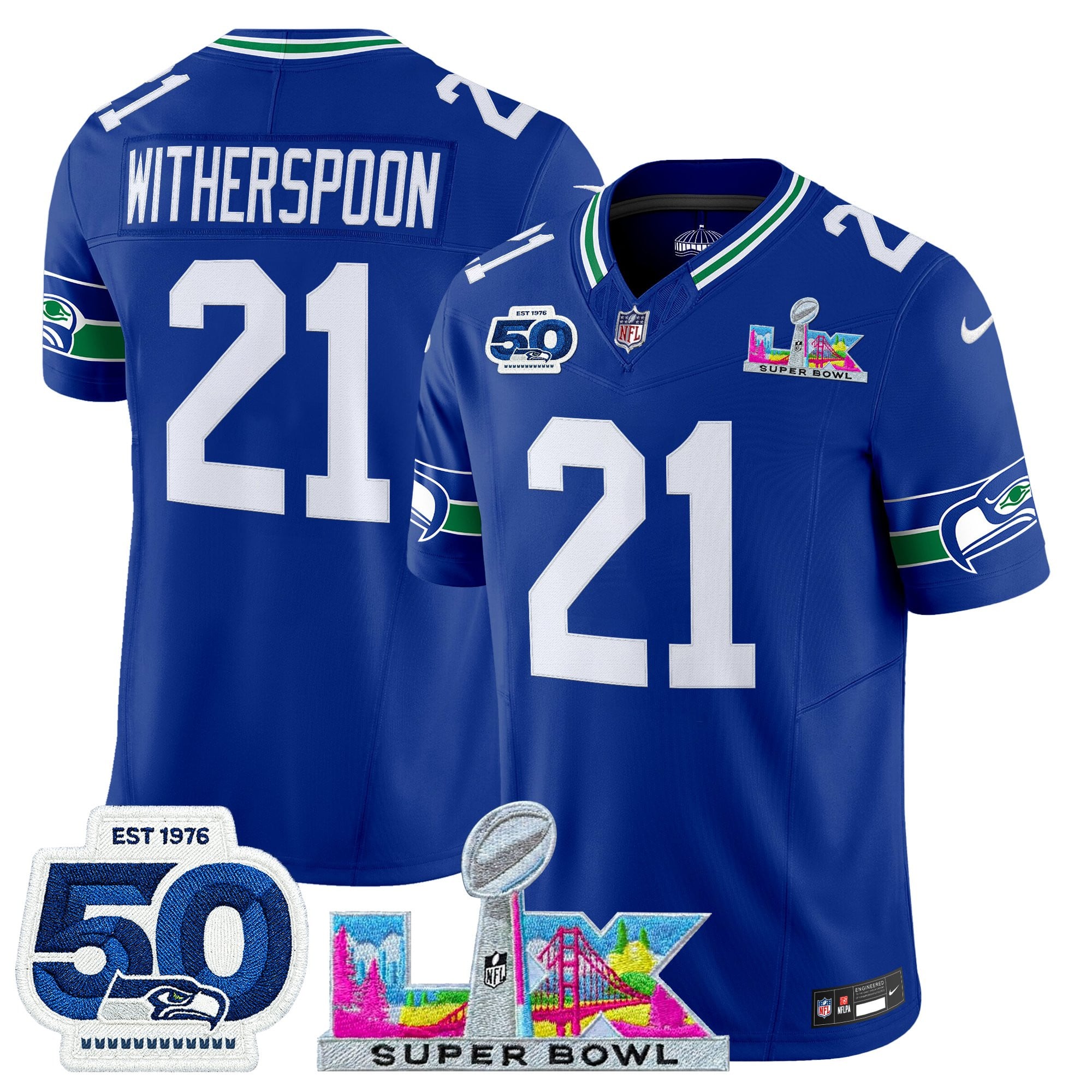 Men's Seattle Seahawks "Super Bowl LX & 50th Patch" Vapor Limited Jersey - All Stitched - Image 5