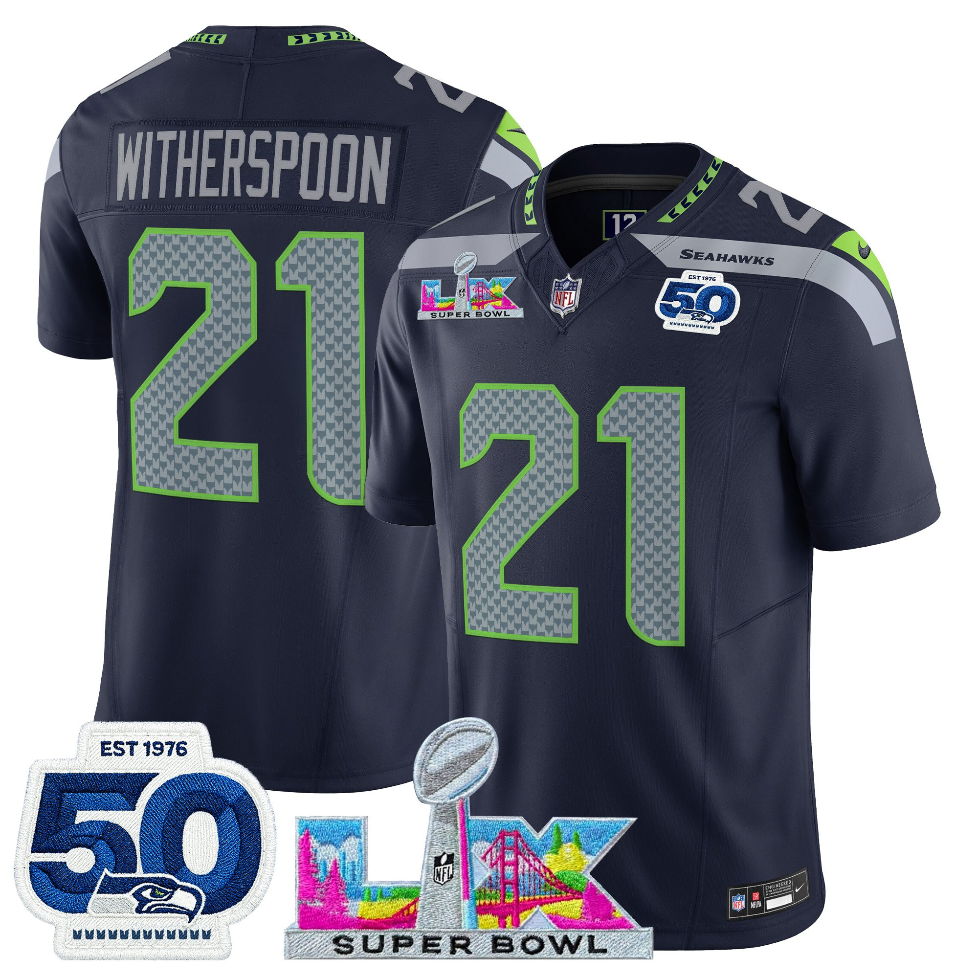 Men's Seattle Seahawks "Super Bowl LX & 50th Patch" Vapor Limited Jersey - All Stitched - Image 13