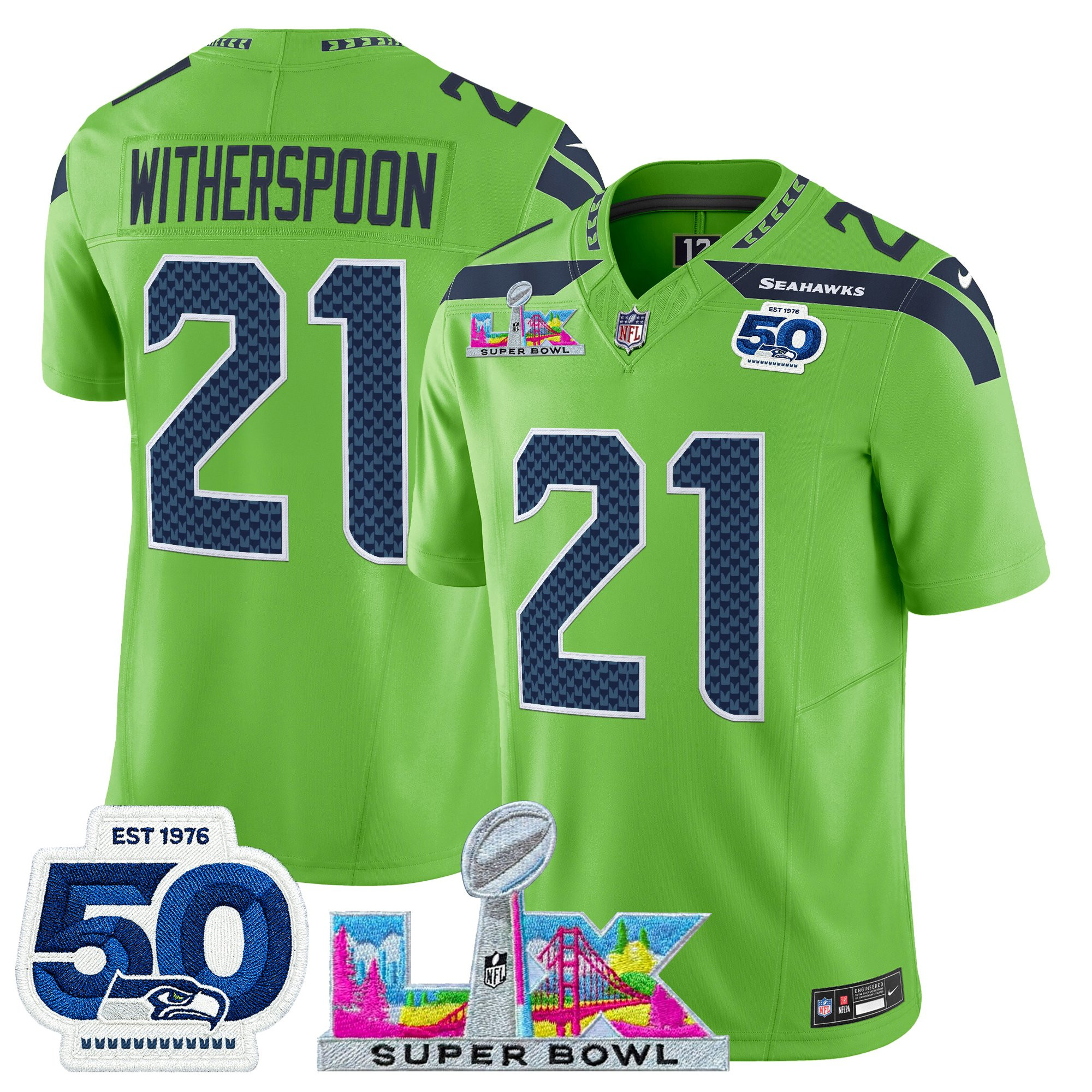 Men's Seattle Seahawks "Super Bowl LX & 50th Patch" Vapor Limited Jersey - All Stitched - Image 29