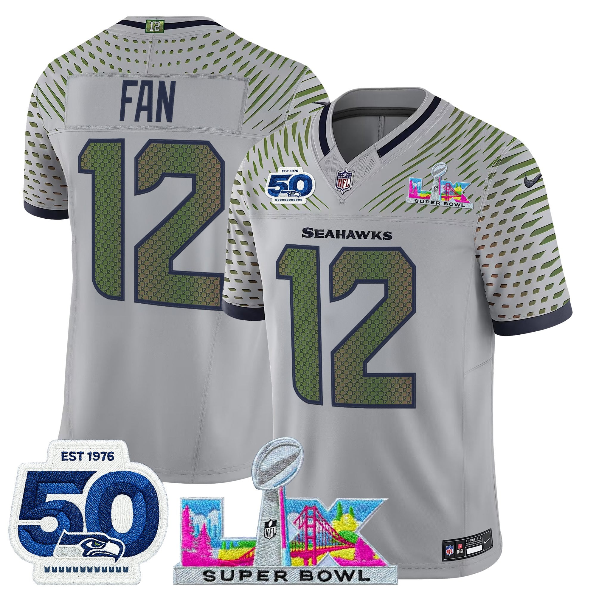 Men's Seattle Seahawks "Super Bowl LX & 50th Patch" Vapor Limited Jersey - All Stitched - Image 24