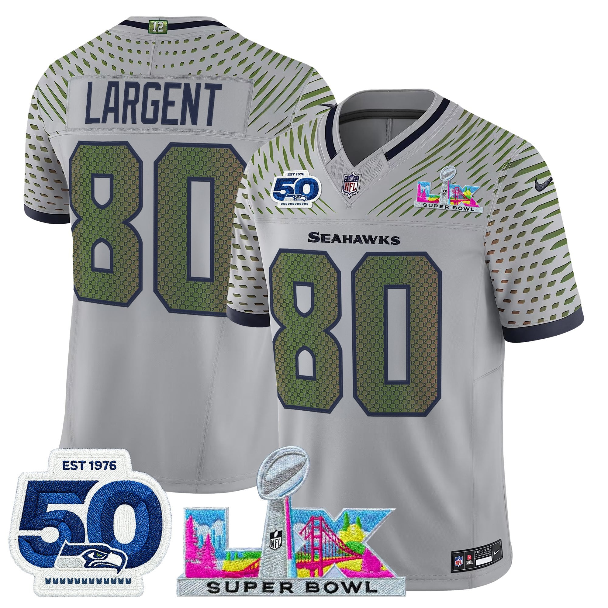 Men's Seattle Seahawks "Super Bowl LX & 50th Patch" Vapor Limited Jersey - All Stitched - Image 23