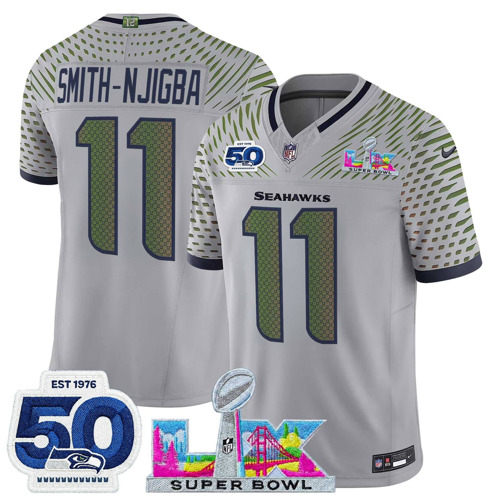Men's Seattle Seahawks "Super Bowl LX & 50th Patch" Vapor Limited Jersey - All Stitched - Image 19