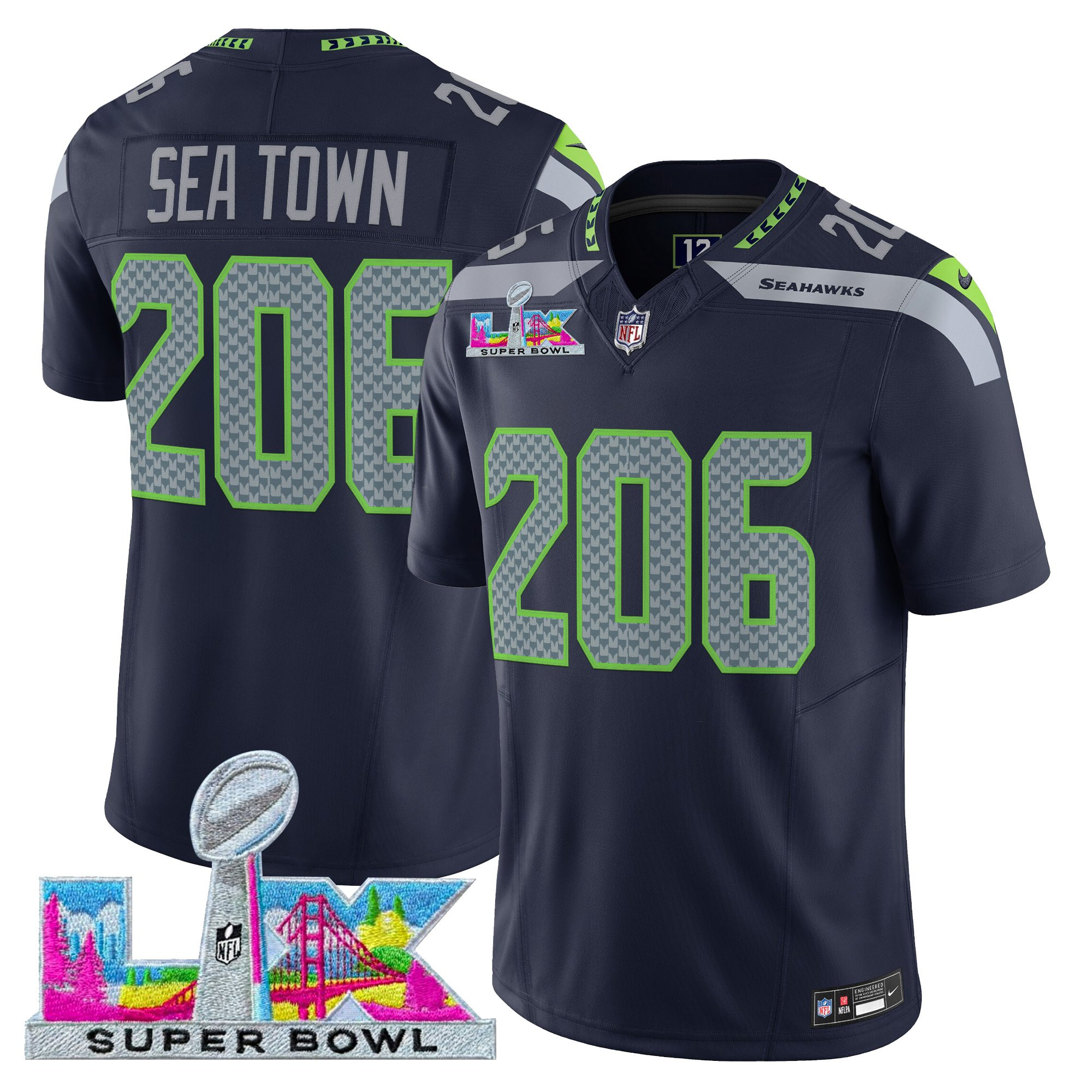Men's Seattle Seahawks Super Bowl LX Vapor Limited Jersey - All Stitched - Image 18