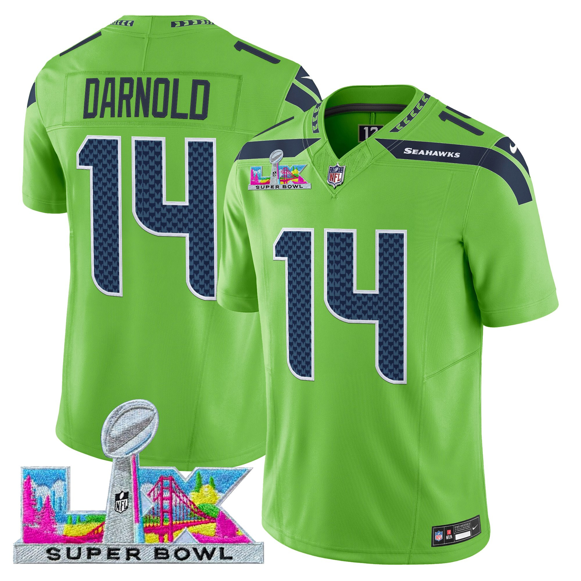 Men's Seattle Seahawks Super Bowl LX Vapor Limited Jersey - All Stitched - Image 25