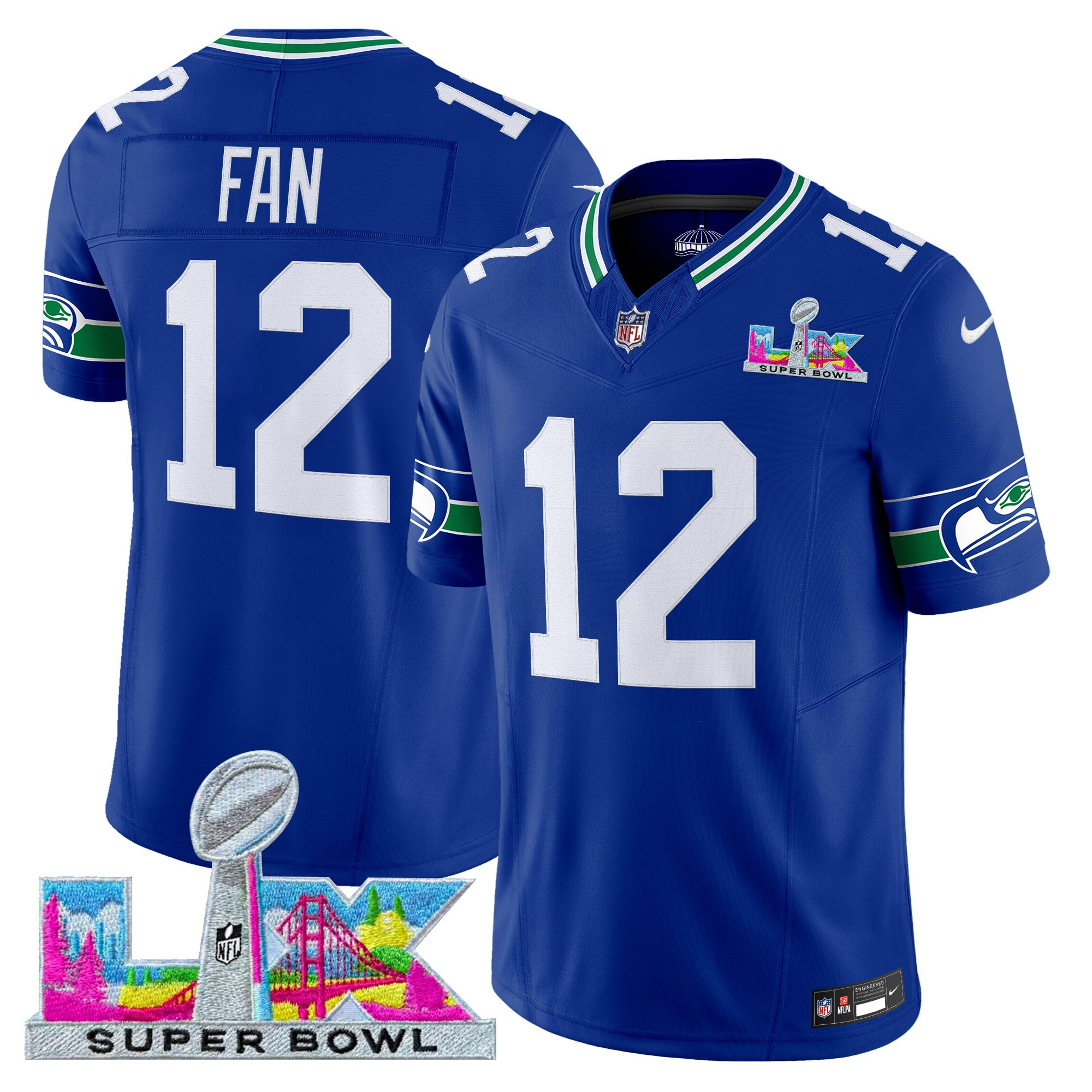 Men's Seattle Seahawks Super Bowl LX Vapor Limited Jersey - All Stitched - Image 16