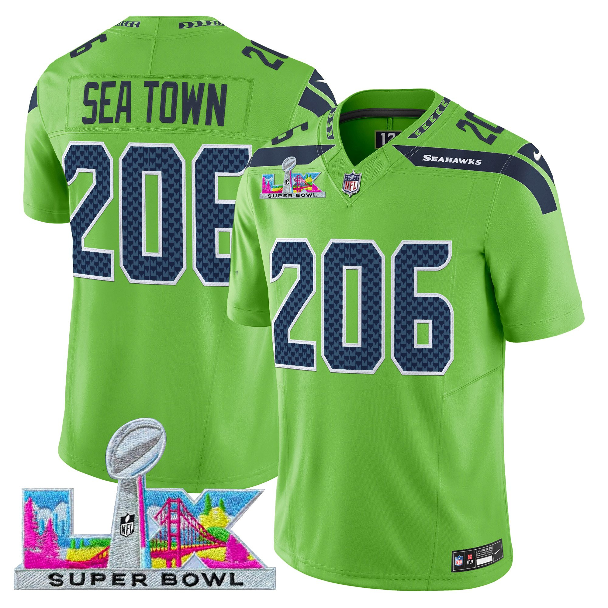 Men's Seattle Seahawks Super Bowl LX Vapor Limited Jersey - All Stitched - Image 26