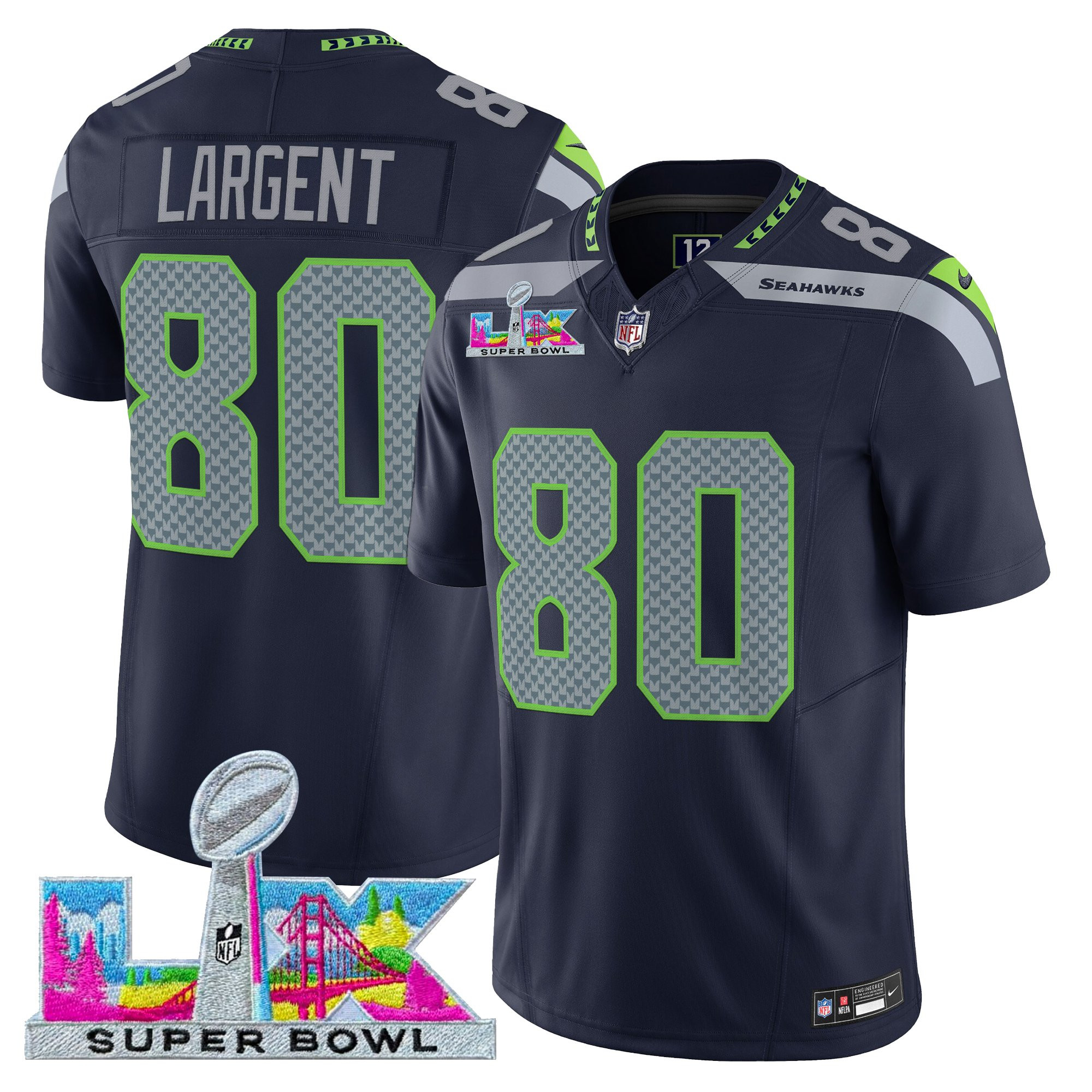 Men's Seattle Seahawks Super Bowl LX Vapor Limited Jersey - All Stitched - Image 23