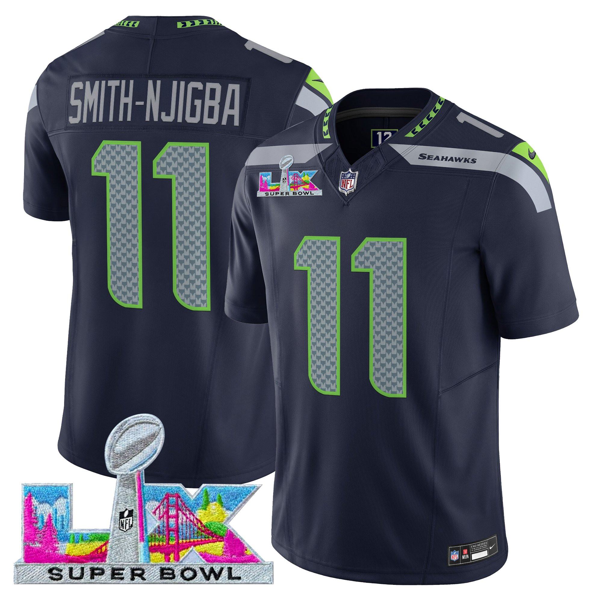 Men's Seattle Seahawks Super Bowl LX Vapor Limited Jersey - All Stitched - Image 19