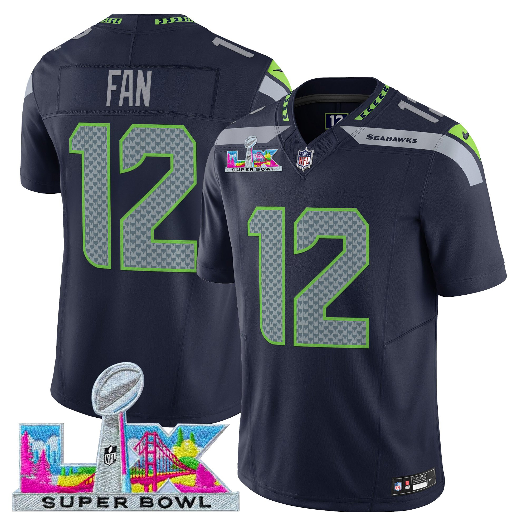 Men's Seattle Seahawks Super Bowl LX Vapor Limited Jersey - All Stitched - Image 24