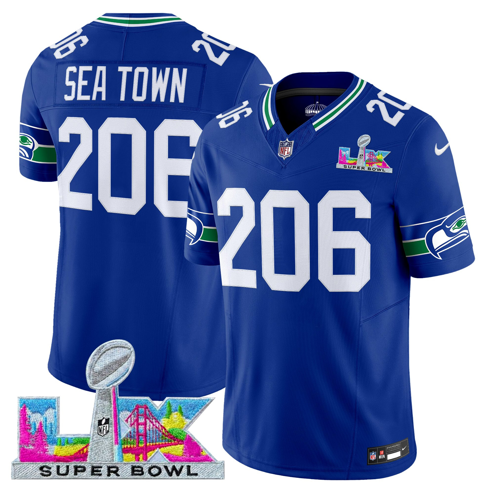 Men's Seattle Seahawks Super Bowl LX Vapor Limited Jersey - All Stitched - Image 10