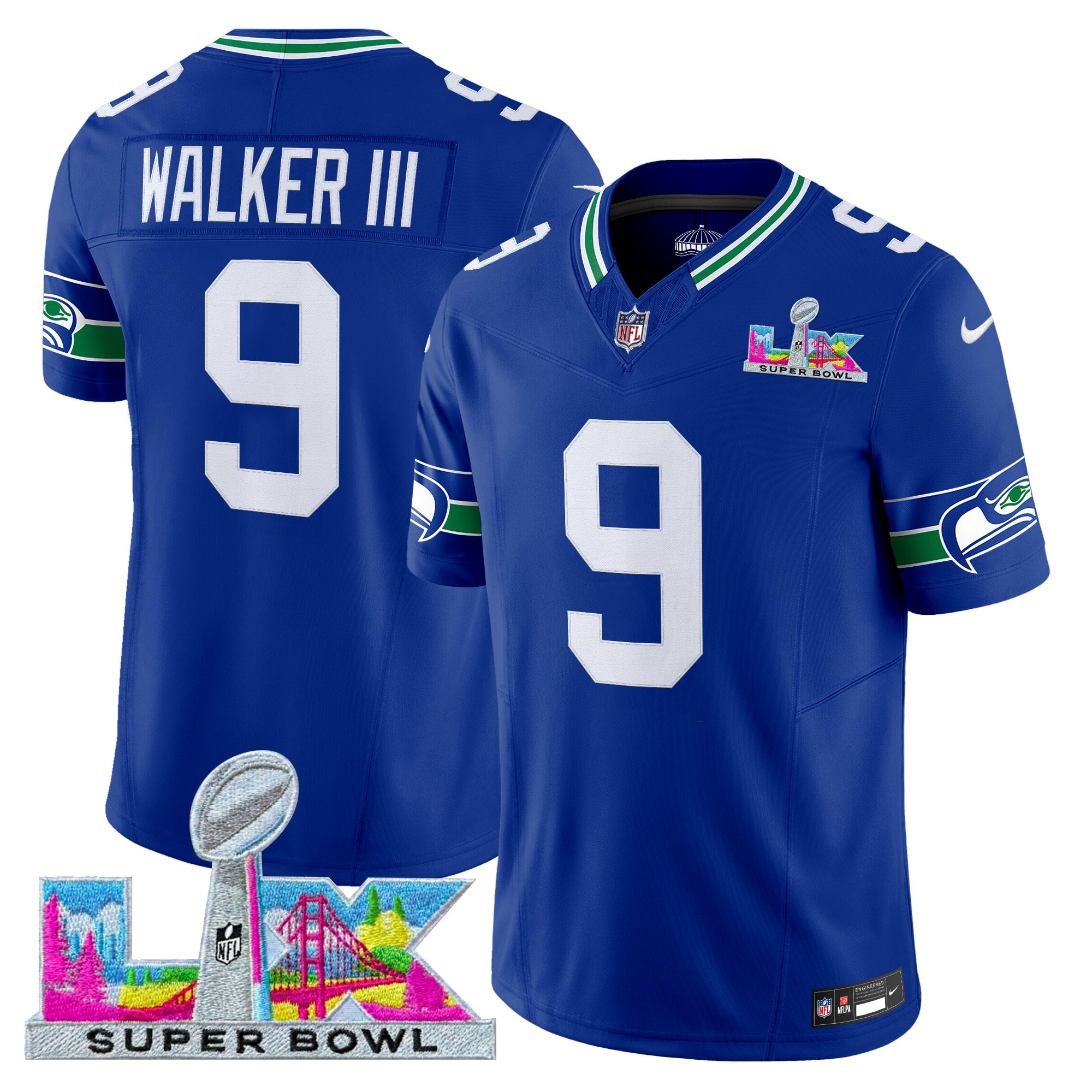 Men's Seattle Seahawks Super Bowl LX Vapor Limited Jersey - All Stitched - Image 14