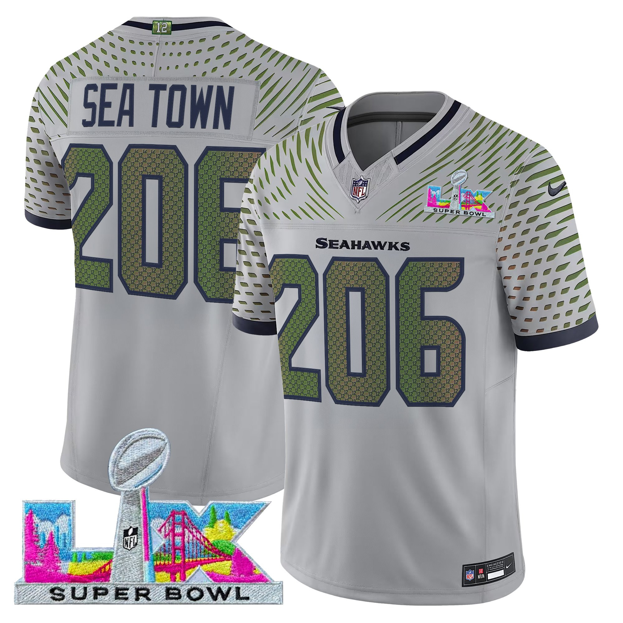 Men's Seattle Seahawks Super Bowl LX Vapor Limited Jersey - All Stitched - Image 2