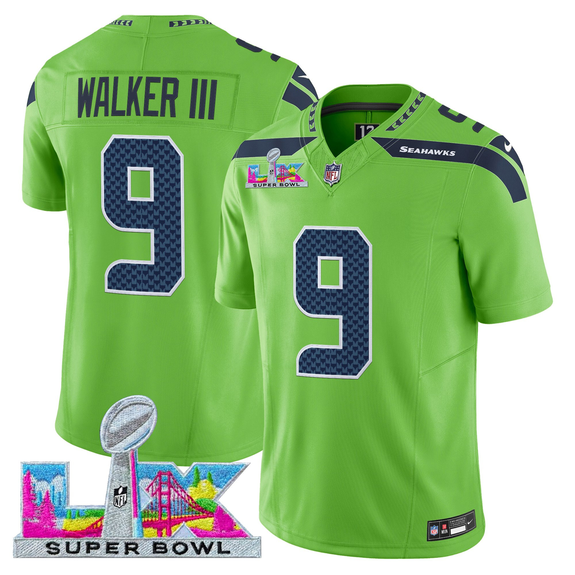 Men's Seattle Seahawks Super Bowl LX Vapor Limited Jersey - All Stitched - Image 30