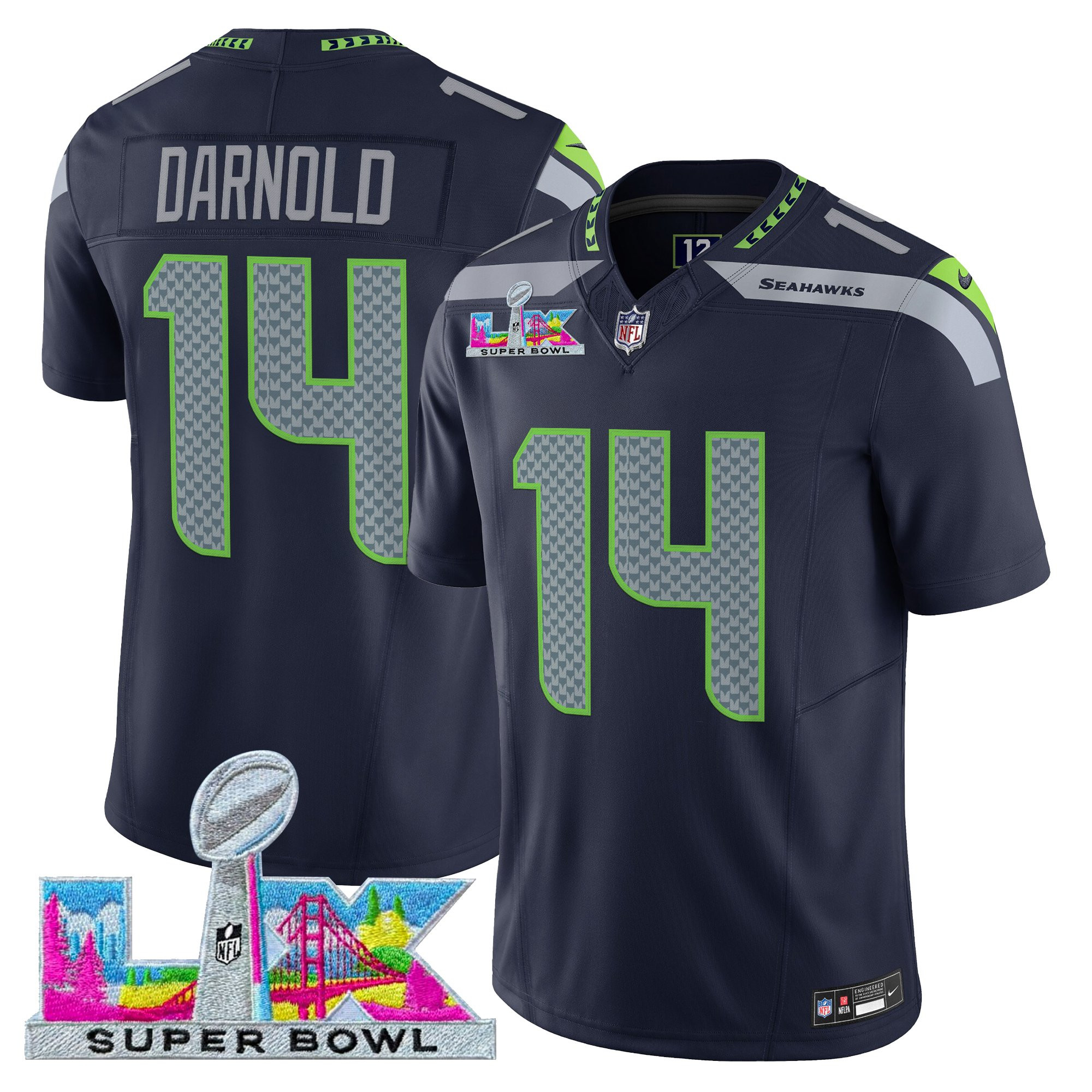 Men's Seattle Seahawks Super Bowl LX Vapor Limited Jersey - All Stitched - Image 17