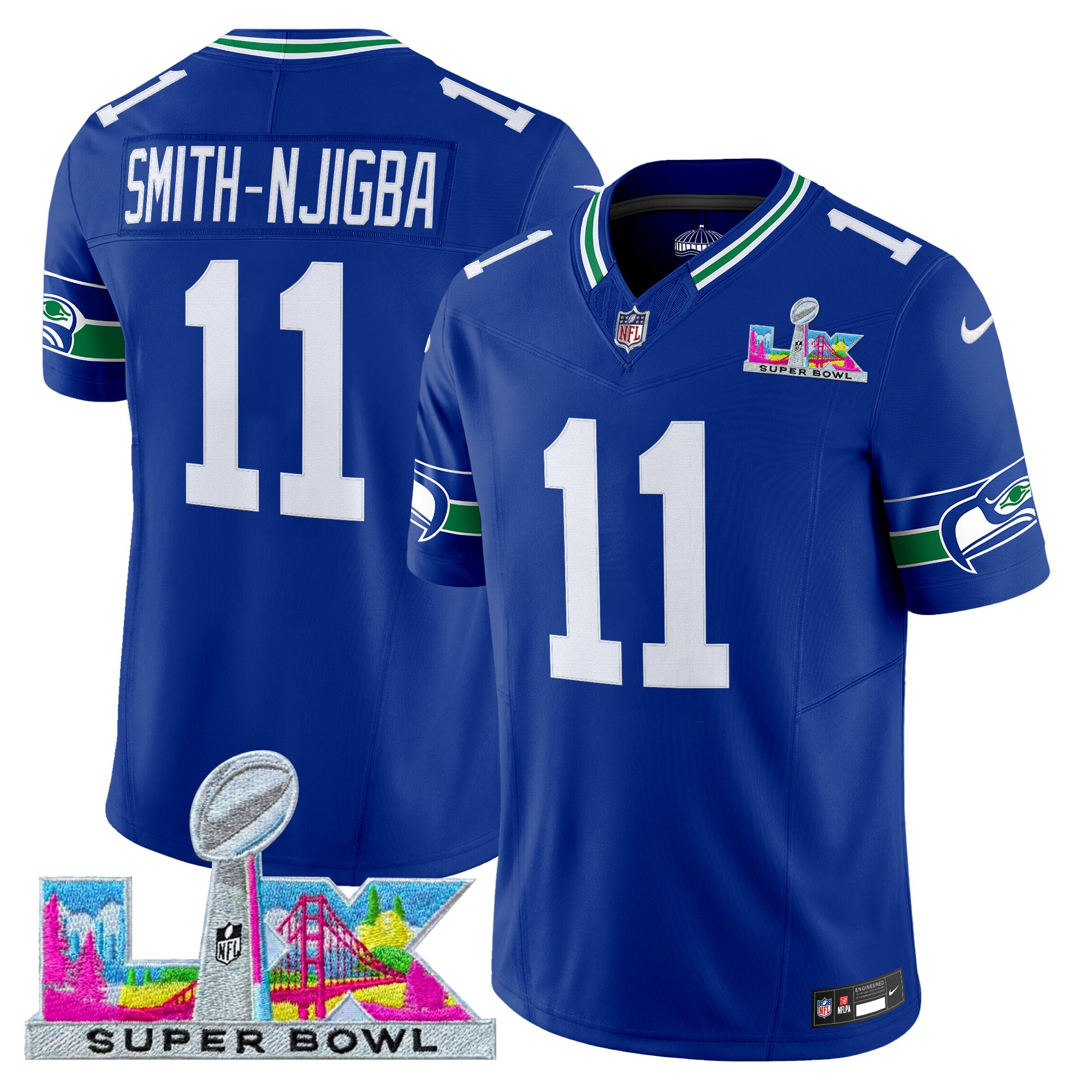 Men's Seattle Seahawks Super Bowl LX Vapor Limited Jersey - All Stitched - Image 11
