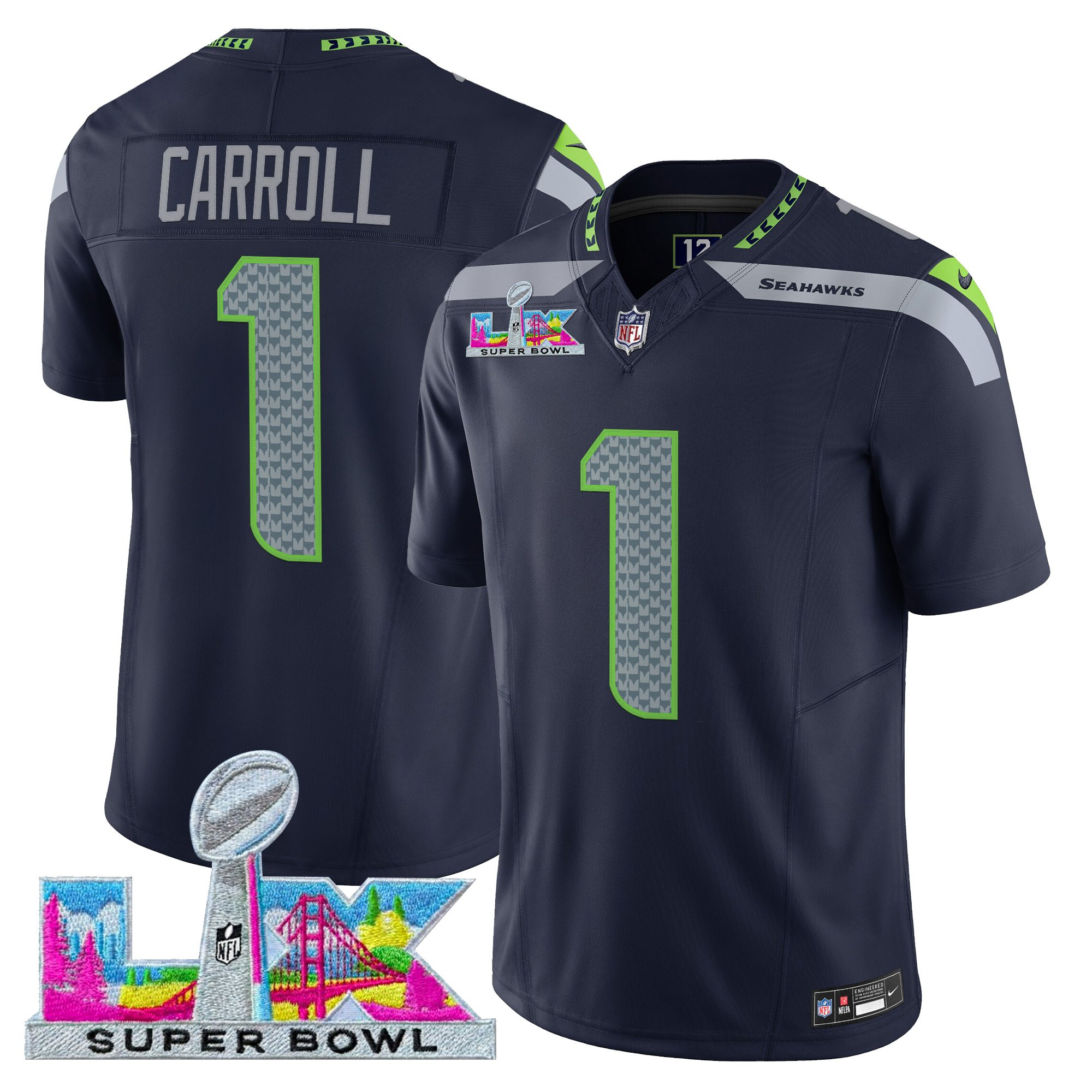 Men's Seattle Seahawks Super Bowl LX Vapor Limited Jersey - All Stitched - Image 20