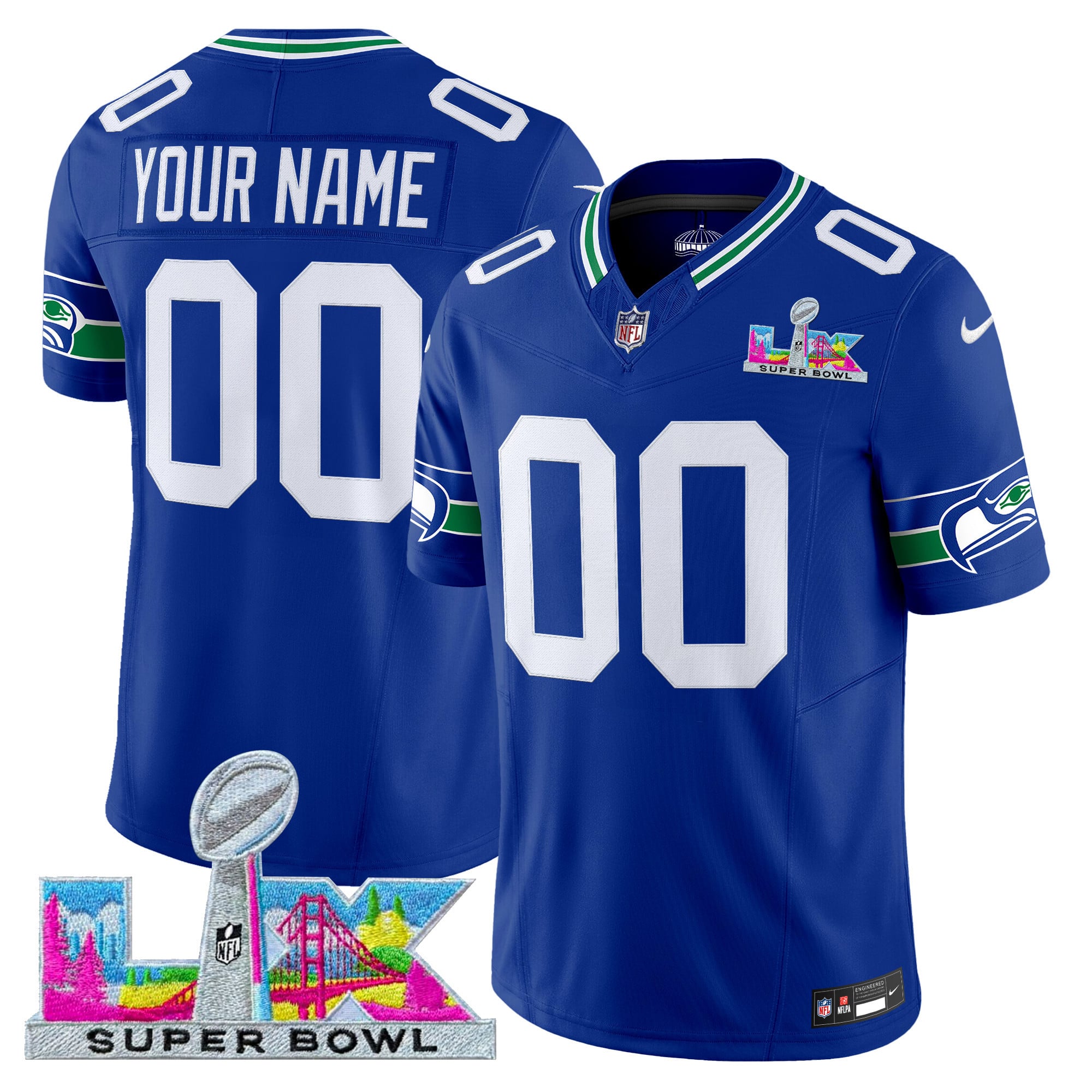 Seattle Seahawks Super Bowl LX Vapor Limited Custom Jersey - All Stitched - Image 2