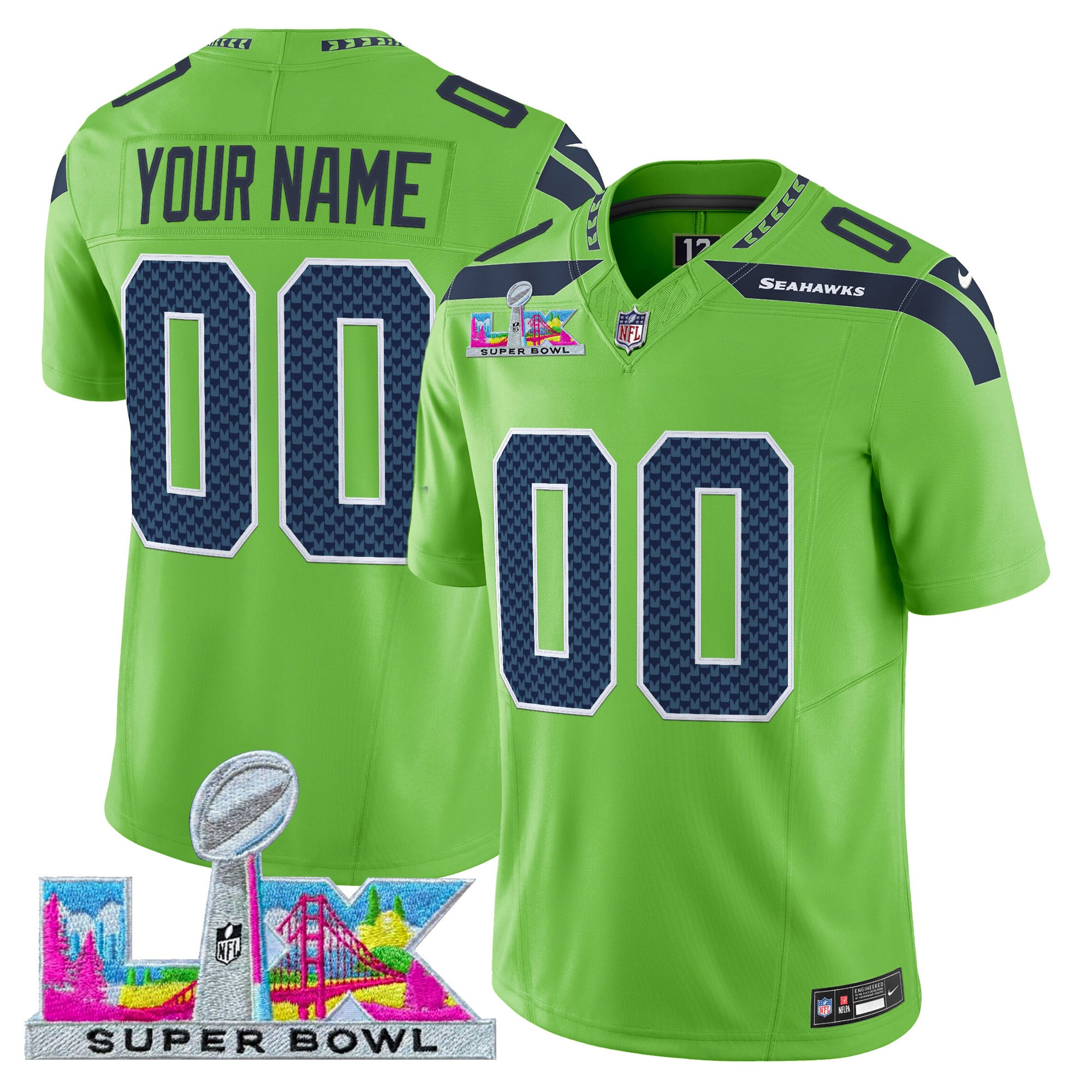 Seattle Seahawks Super Bowl LX Vapor Limited Custom Jersey - All Stitched - Image 4