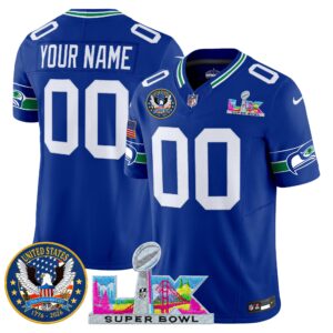 Seattle Seahawks "Super Bowl LX & United States 250th Patch" Vapor Limited Custom Jersey - All Stitched